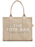 Marc Jacobs Women Shoulder Bag 'The Large Tote' With Contrast Logo Print In Beige Cotton For Women