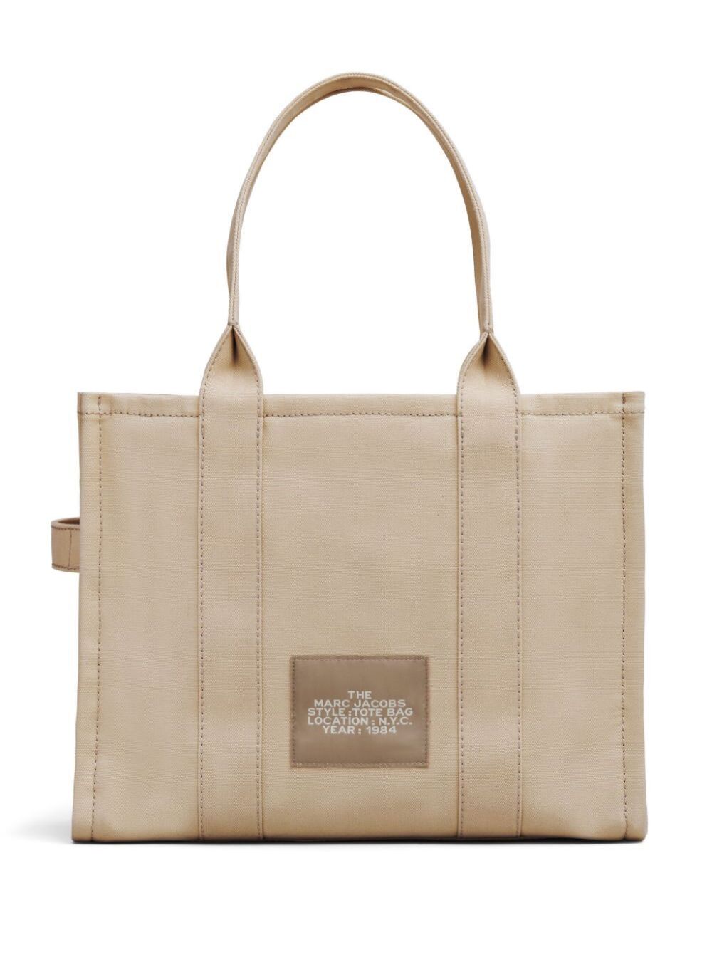 Marc Jacobs Women Shoulder Bag 'The Large Tote' With Contrast Logo Print In Beige Cotton For Women