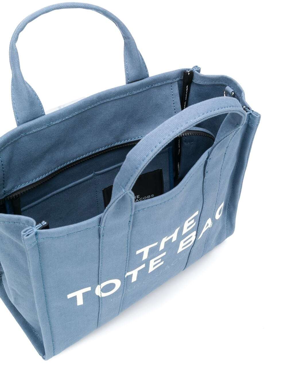 Marc Jacobs Women Shopper Tote 'The Traveller' In Blue Canvas With Logo Print