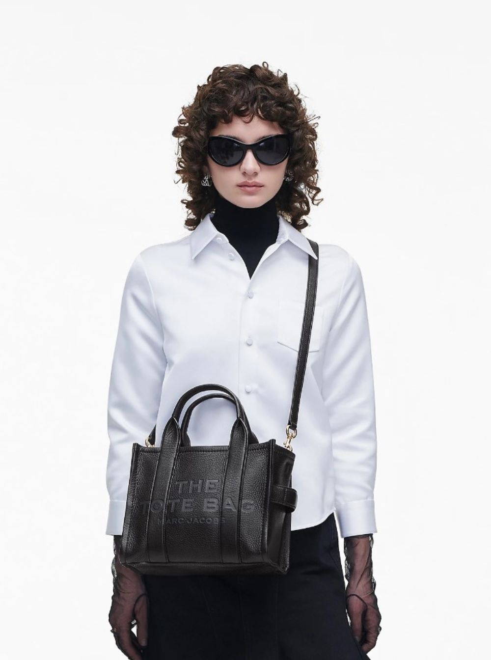 Marc Jacobs Women Bag 'The Mini Tote Bag' With Black Hammered Leather Logo For Women