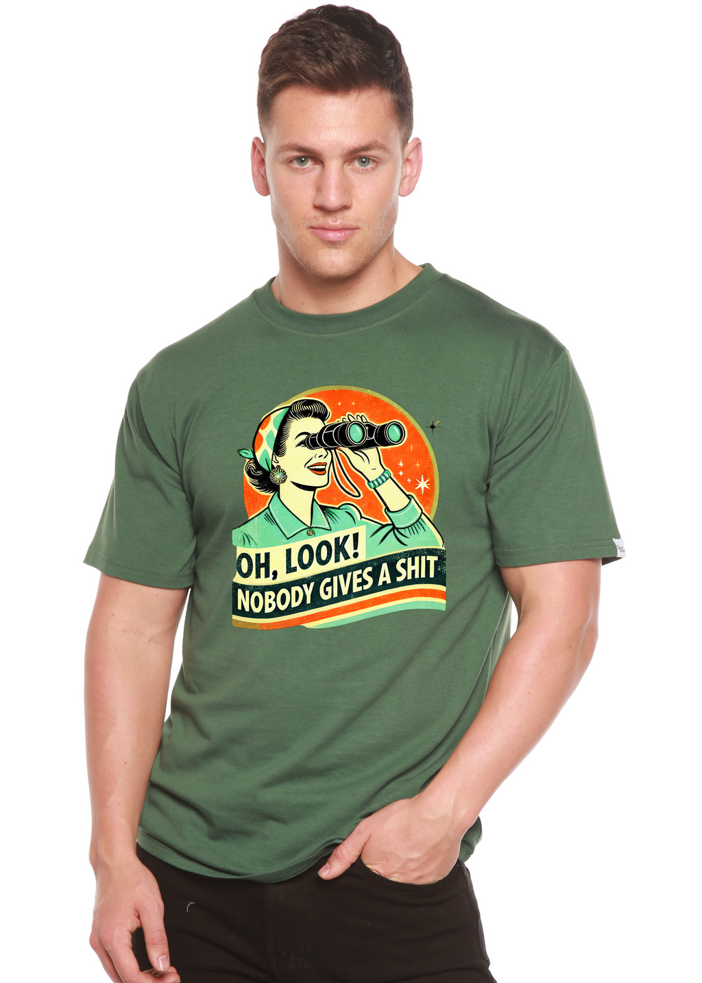 Camiseta gráfica unisex divertida Retro Mujer de bambú/algodón