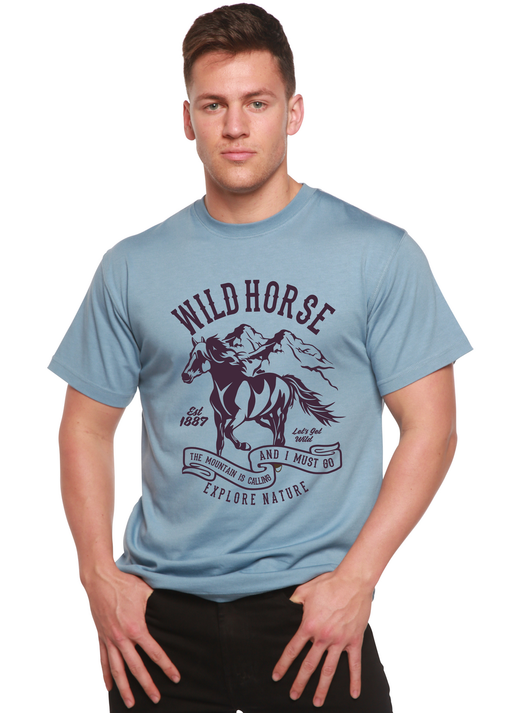 Camiseta gráfica de manga corta Wild Horse Spun Bamboo® de viscosa de bambú/algodón orgánico para hombre