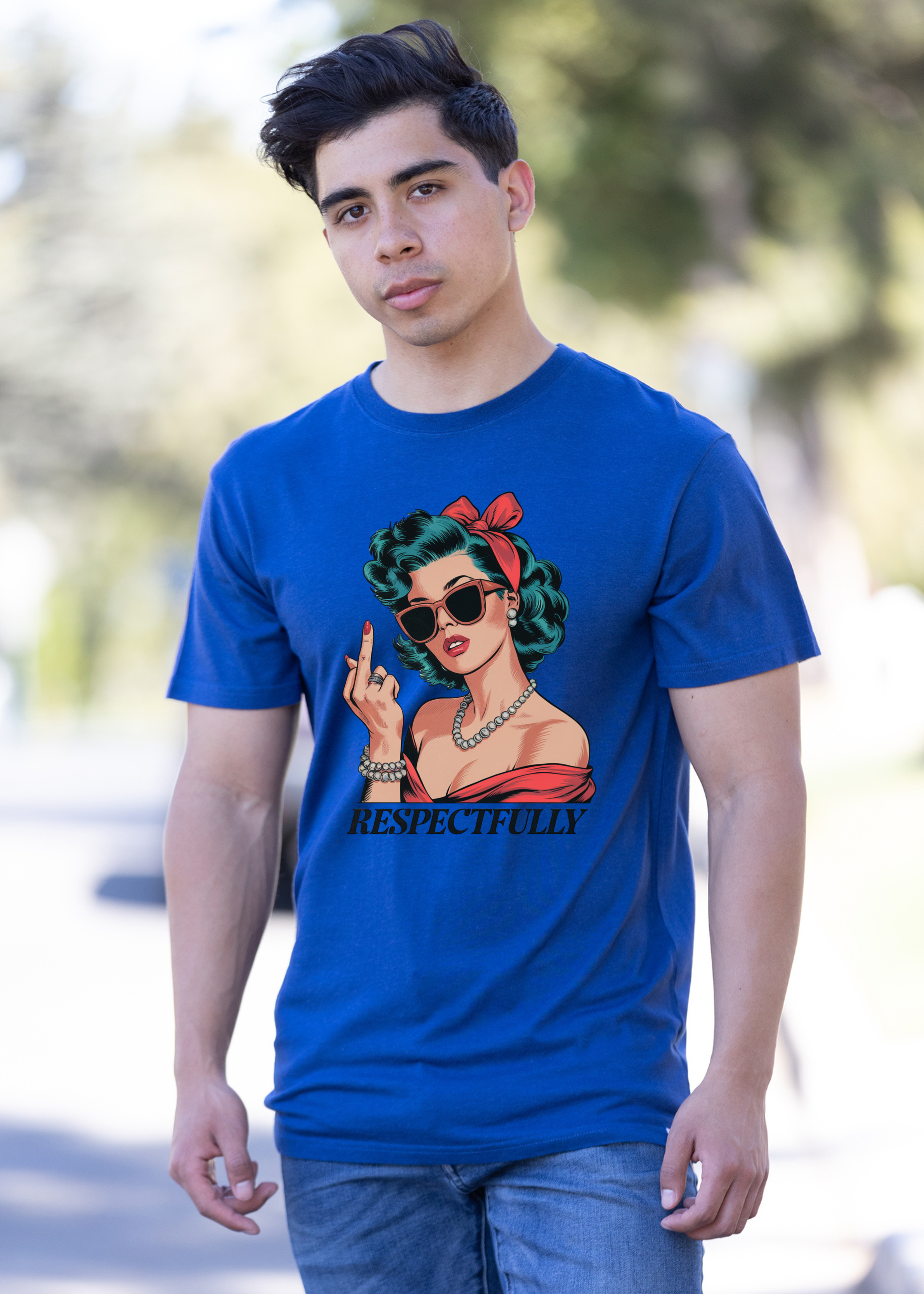 Camiseta gráfica unisex de bambú/algodón con "Respectfully Middle Finger"
