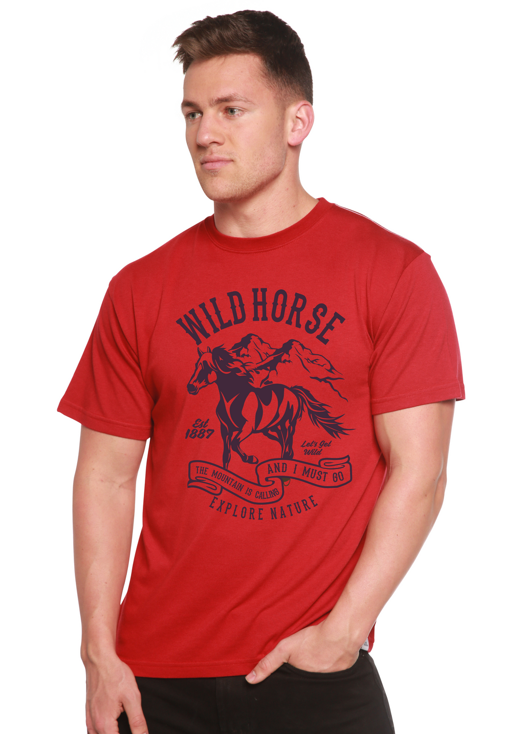 Camiseta gráfica de manga corta Wild Horse Spun Bamboo® de viscosa de bambú/algodón orgánico para hombre