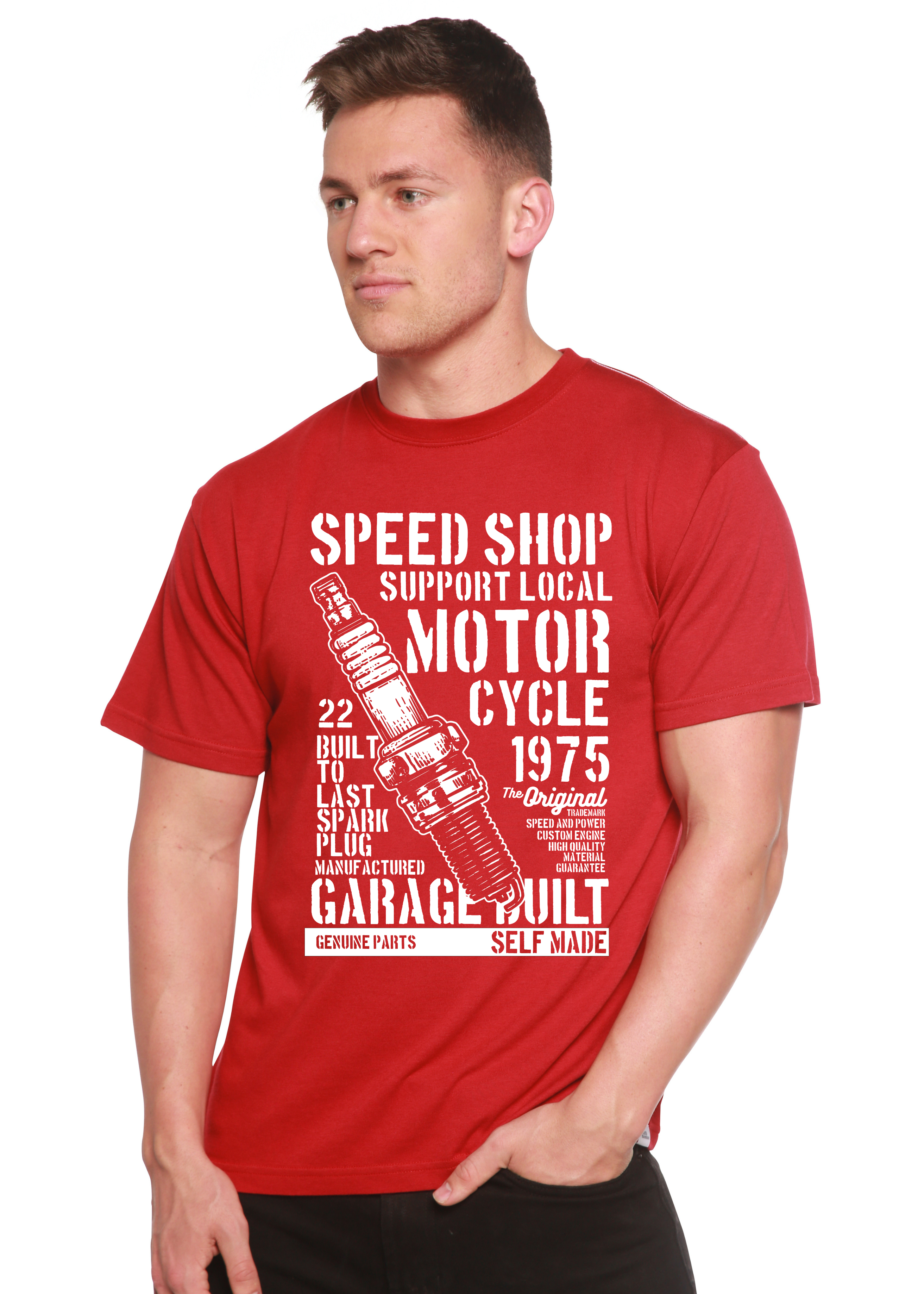 Camiseta gráfica de manga corta de viscosa de bambú/algodón orgánico para hombre Spark Plug Spun Bamboo®