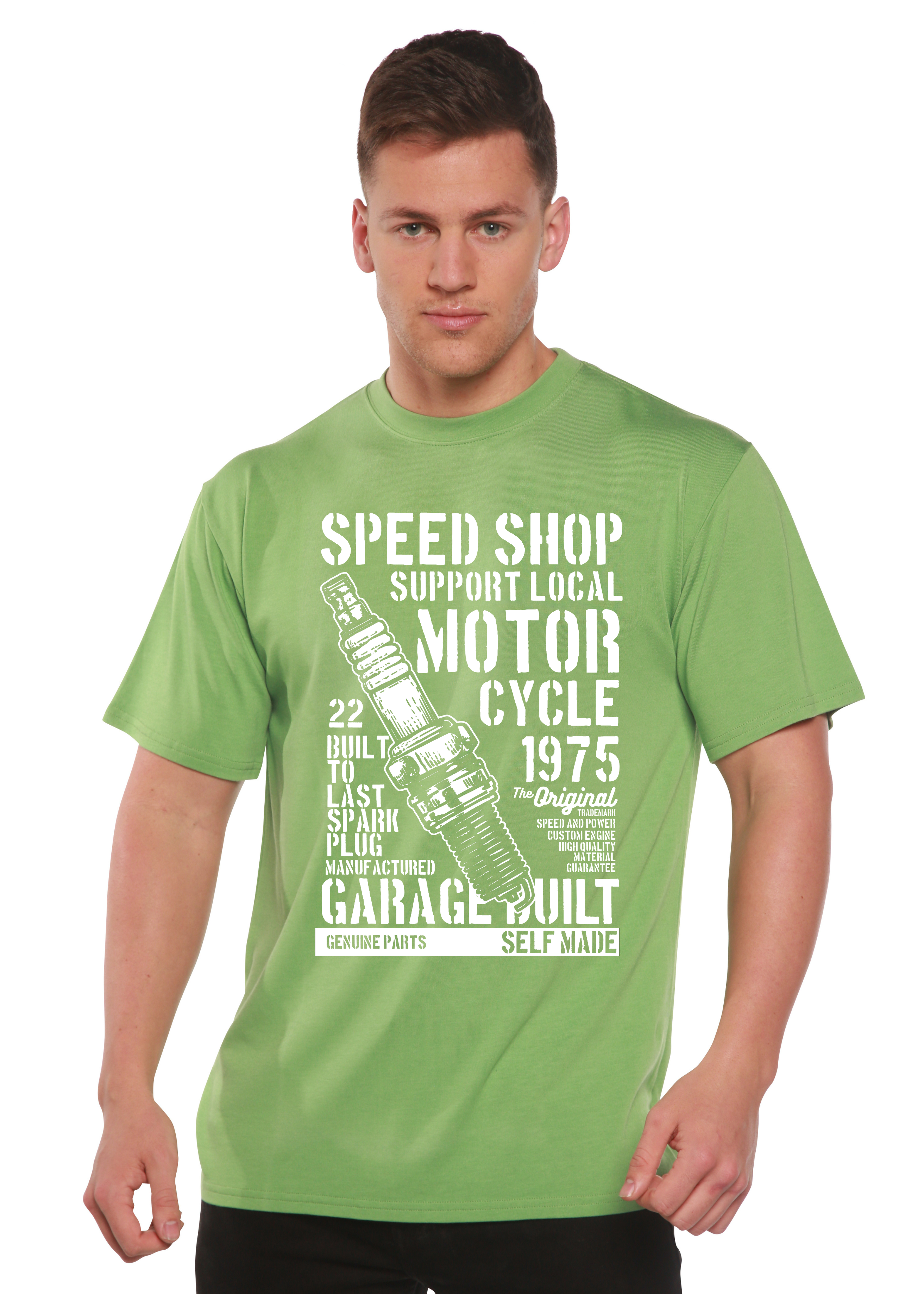 Camiseta gráfica de manga corta de viscosa de bambú/algodón orgánico para hombre Spark Plug Spun Bamboo®
