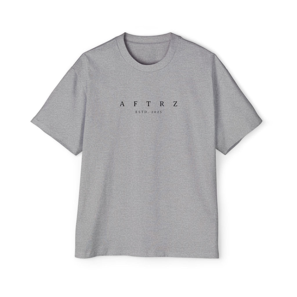 Camiseta de manga corta extragrande Aftrz Classics Heavy - Gris con logotipo negro