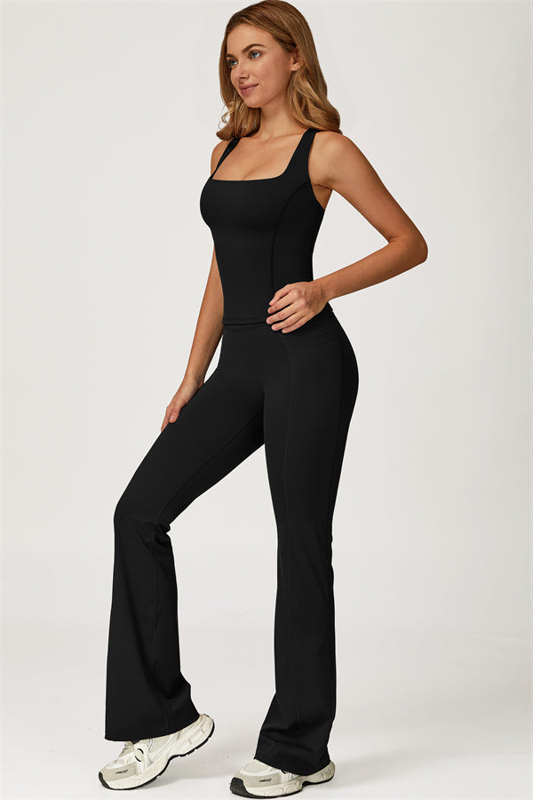 Conjunto de 2 piezas de top corto Glacier y leggings con pernera acampanada