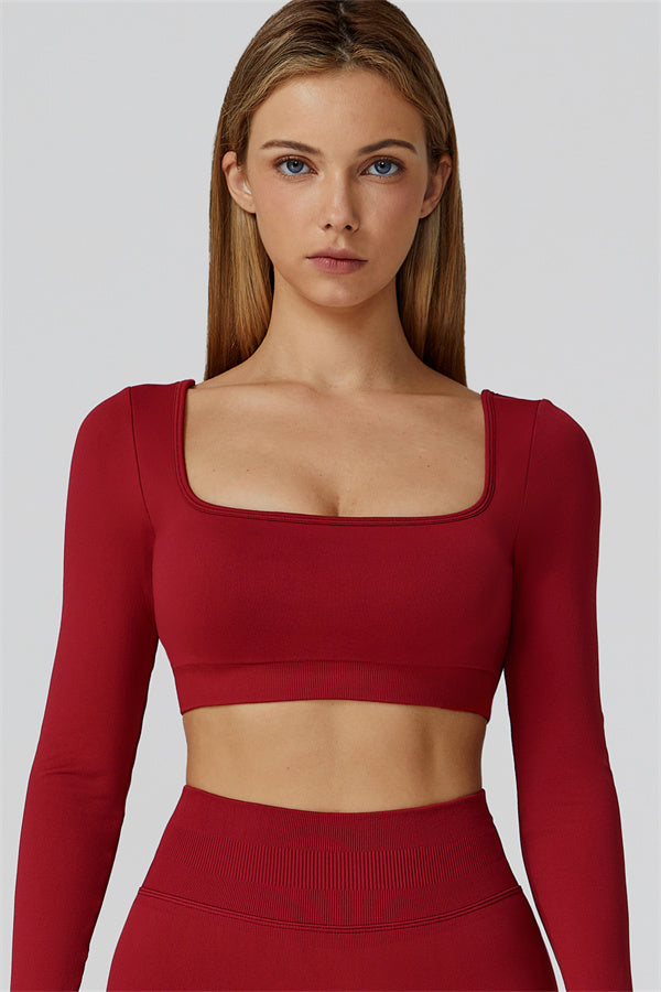 Conjunto de 2 piezas de leggings y top corto de manga larga Reign