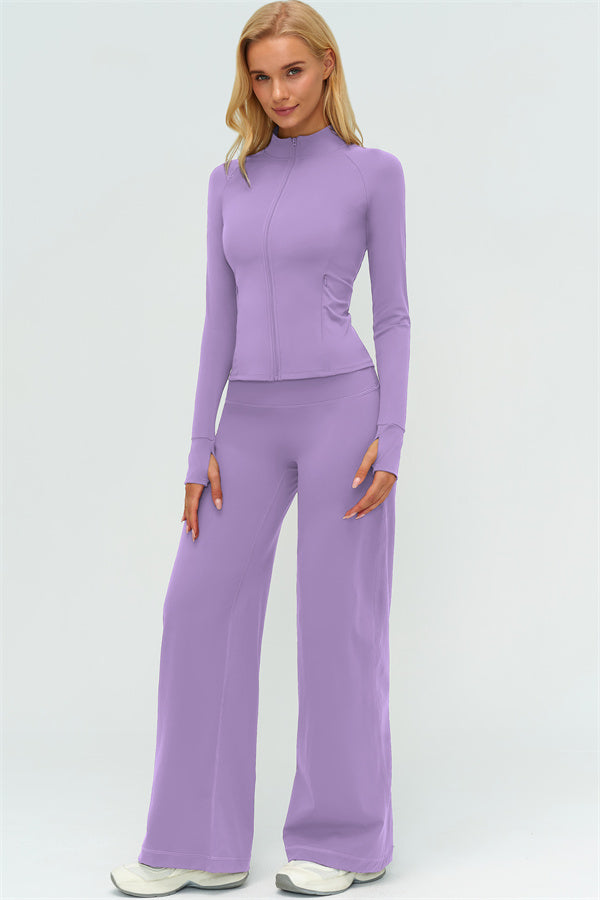 Conjunto de dos piezas de chaqueta Twirl con cremallera y pantalón de pierna recta