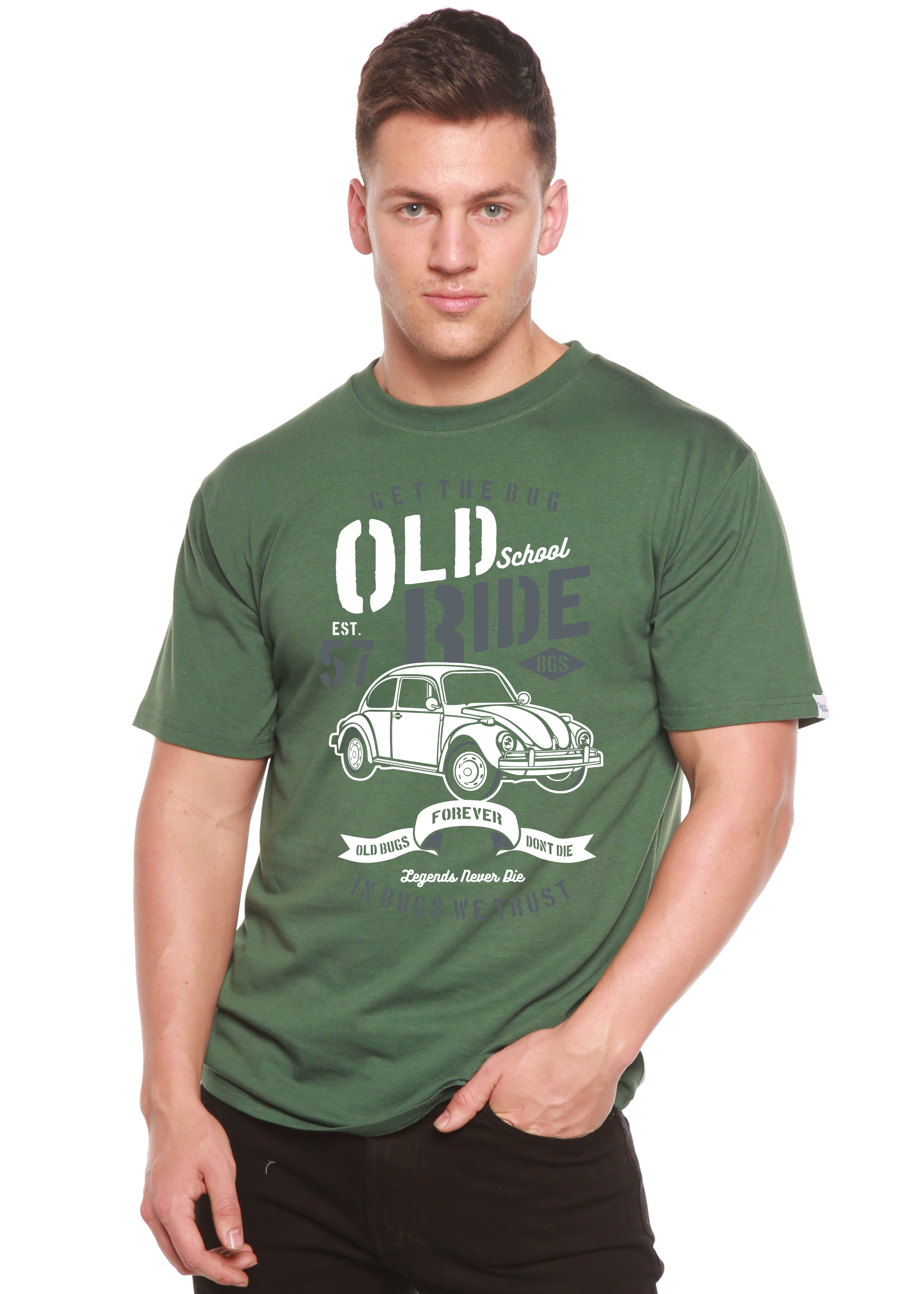 Camiseta gráfica de manga corta para hombre Old School Ride Spun Bamboo® de viscosa de bambú/algodón orgánico
