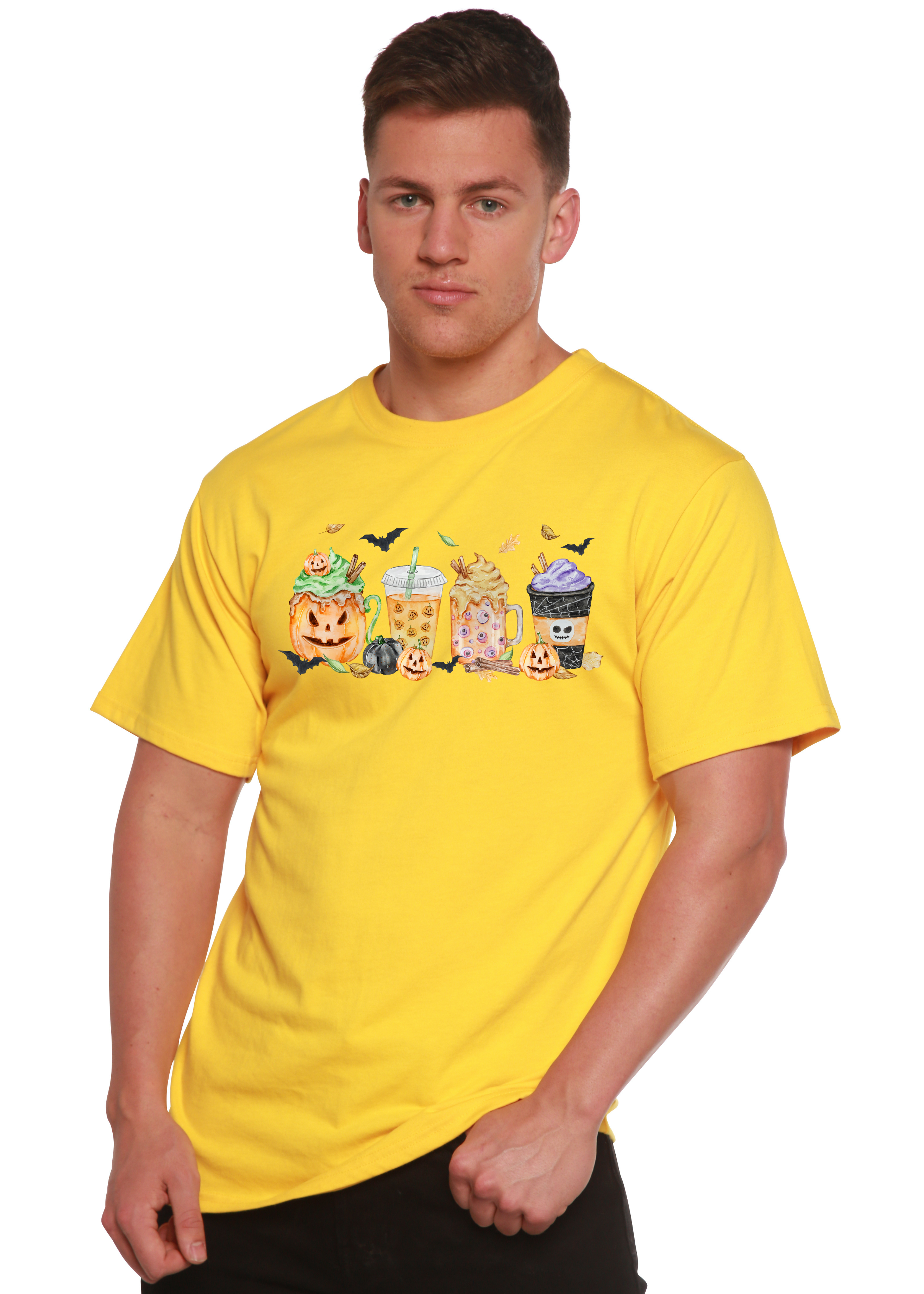 Camiseta gráfica de manga corta de viscosa de bambú/algodón orgánico para hombre - ¡Feliz Halloween!