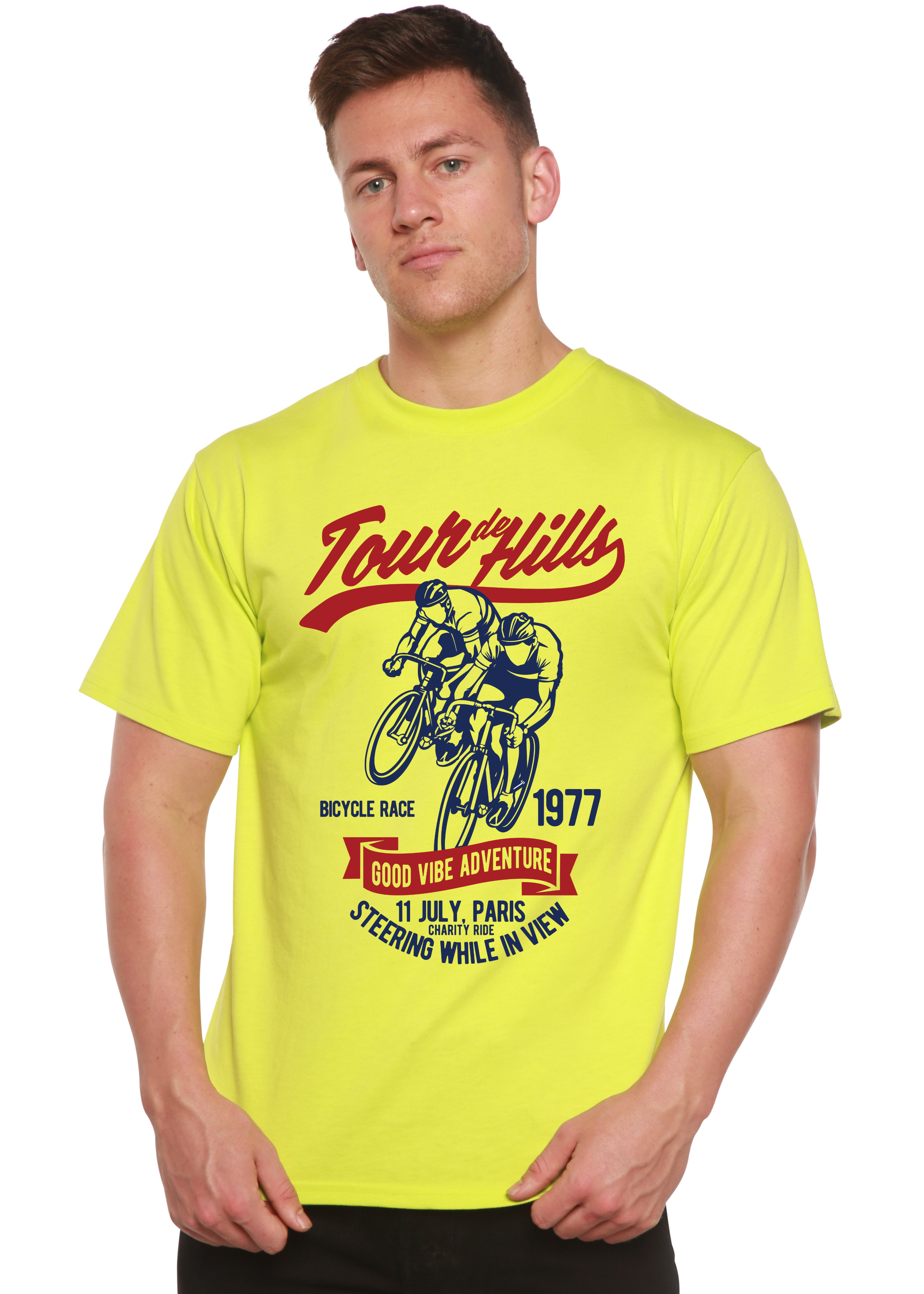 Tour De Hills Camiseta gráfica de manga corta para hombre Spun Bamboo® de bambú viscosa/algodón orgánico