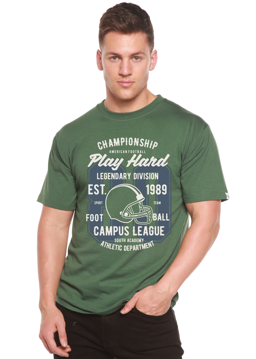 Play Hard Spun Bamboo® Camiseta Gráfica de Manga Corta para Hombre de Viscosa de Bambú/Algodón Orgánico
