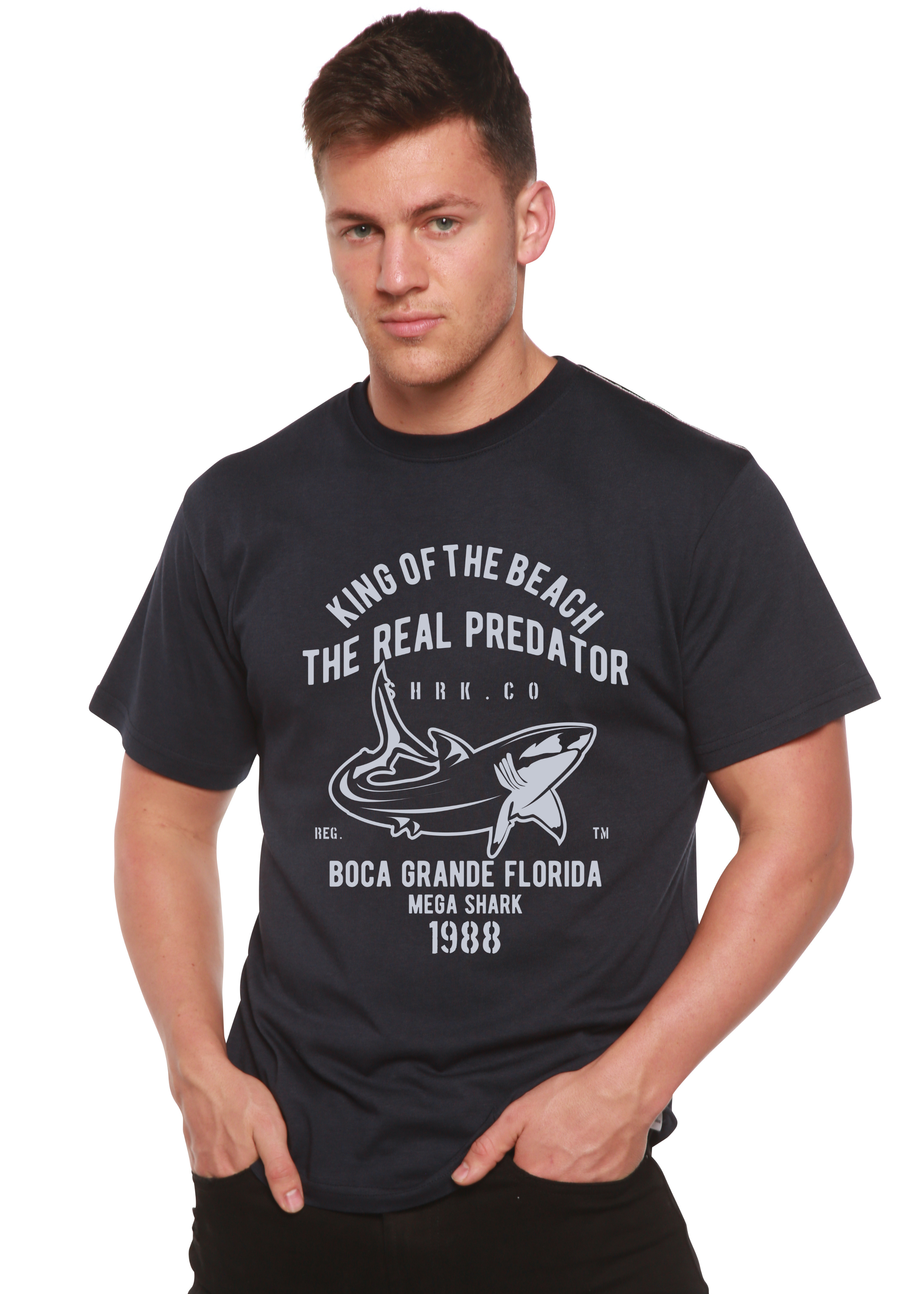 Camiseta gráfica de manga corta de viscosa de bambú/algodón orgánico Shark Real Spun Bamboo® para hombre