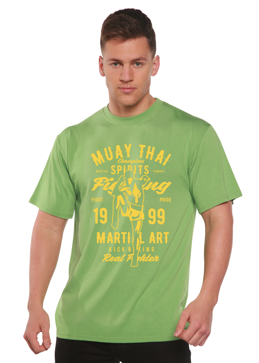 Camiseta de manga corta con gráfico de bambú Spun Bamboo® de viscosa de bambú/algodón orgánico de Muay Thai para hombre