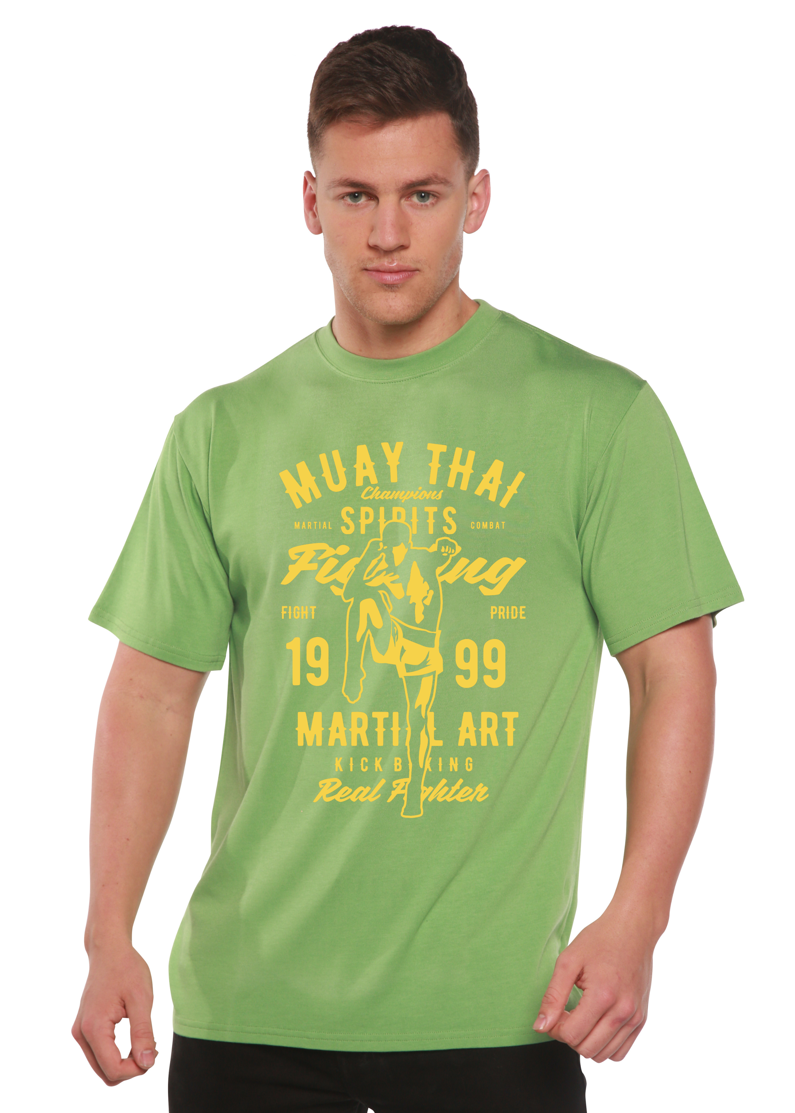 Camiseta de manga corta con gráfico de bambú Spun Bamboo® de viscosa de bambú/algodón orgánico de Muay Thai para hombre