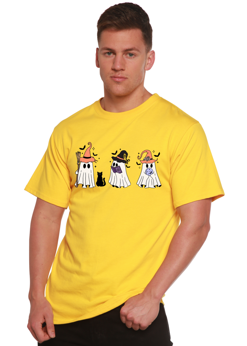 Camiseta gráfica de manga corta de bambú-viscosa/algodón orgánico "Halloween Boo" para hombre