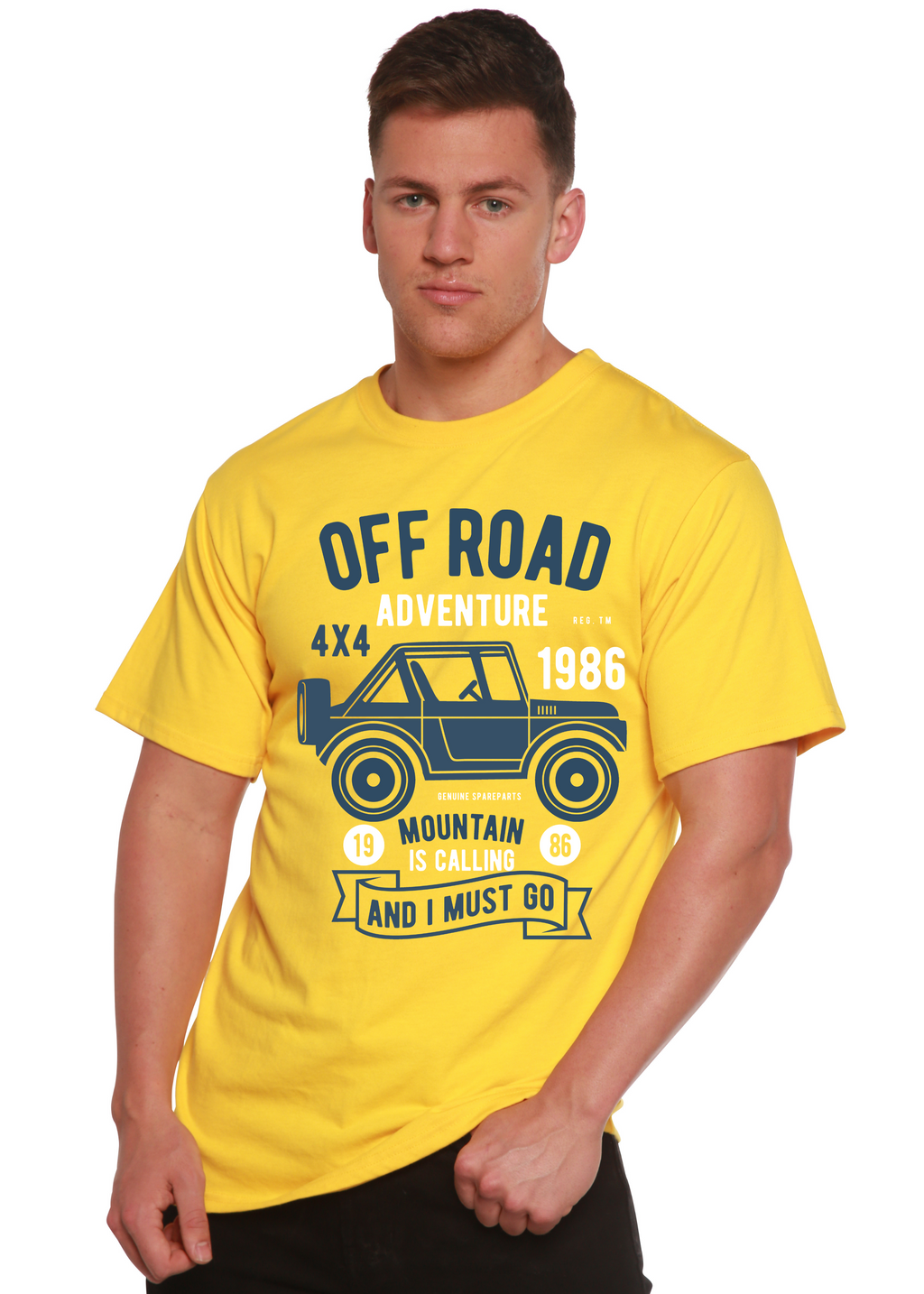 Camiseta gráfica de manga corta de bambú/algodón orgánico Spun Bamboo® para hombre - Aventura todoterreno