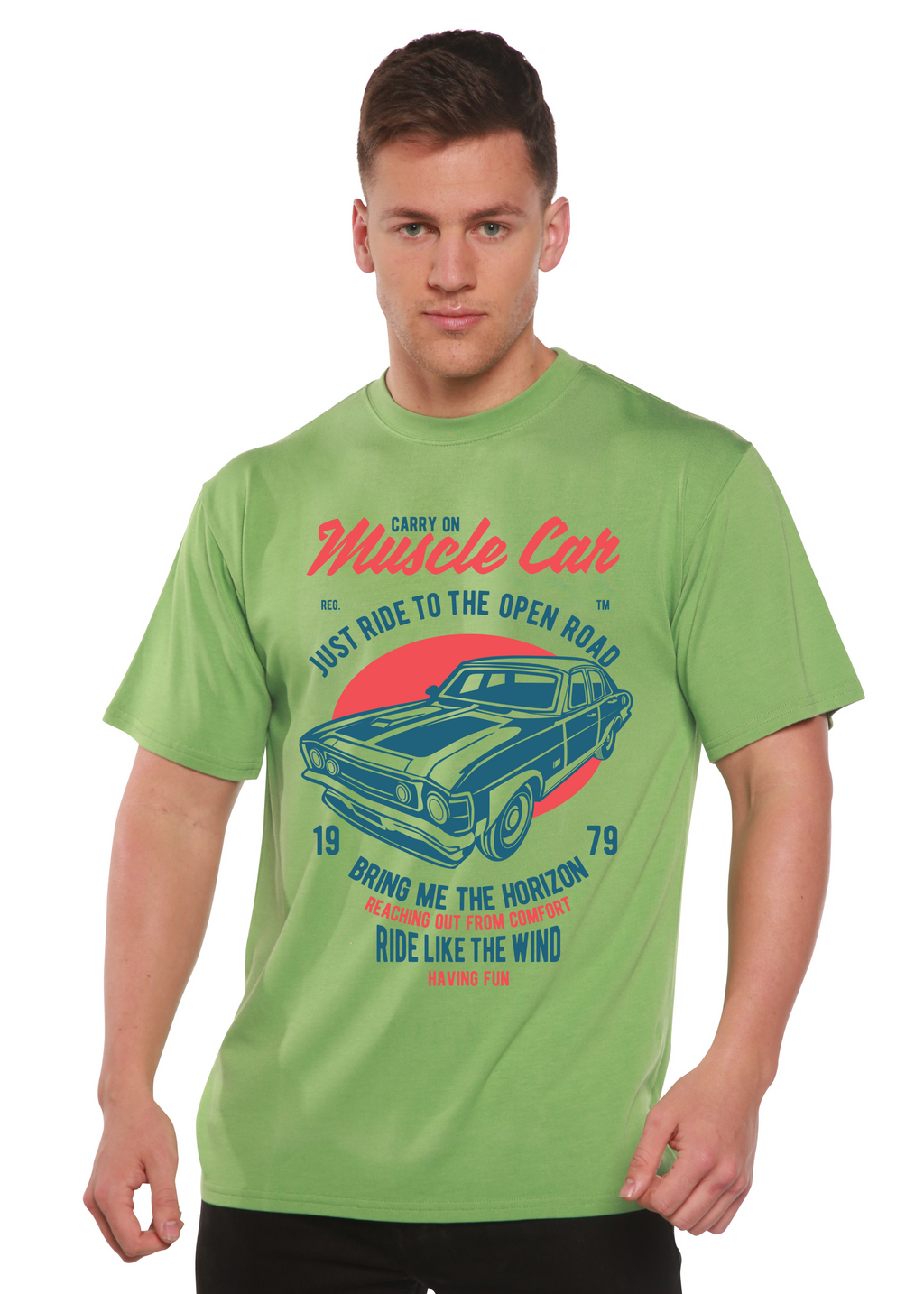 Camiseta gráfica de manga corta de viscosa de bambú/algodón orgánico Muscle Car Spun Bamboo® para hombre