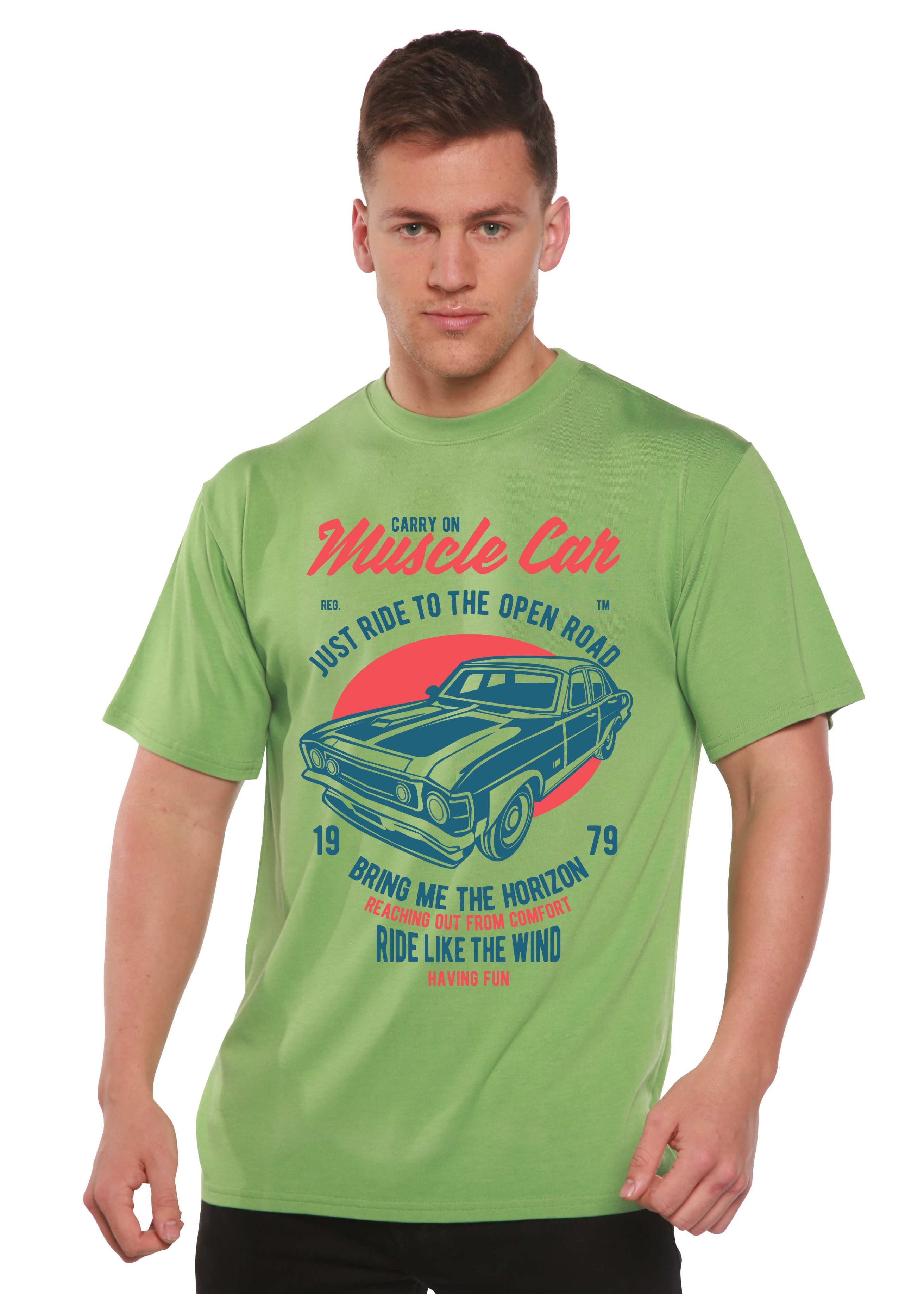 Camiseta gráfica de manga corta de viscosa de bambú/algodón orgánico Muscle Car Spun Bamboo® para hombre