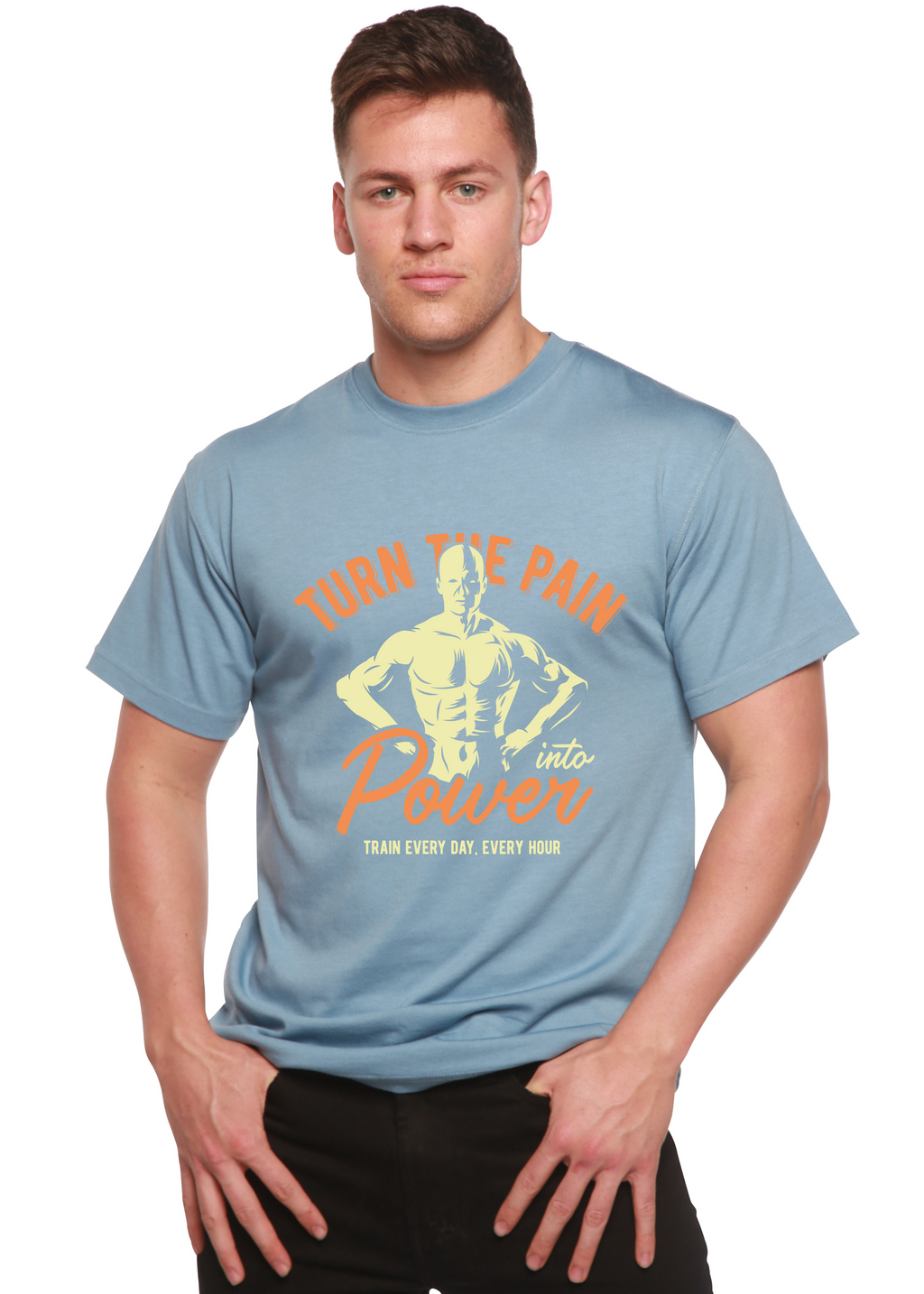 Camiseta gráfica de manga corta de bambú/algodón orgánico para hombre "Turn The Pain"