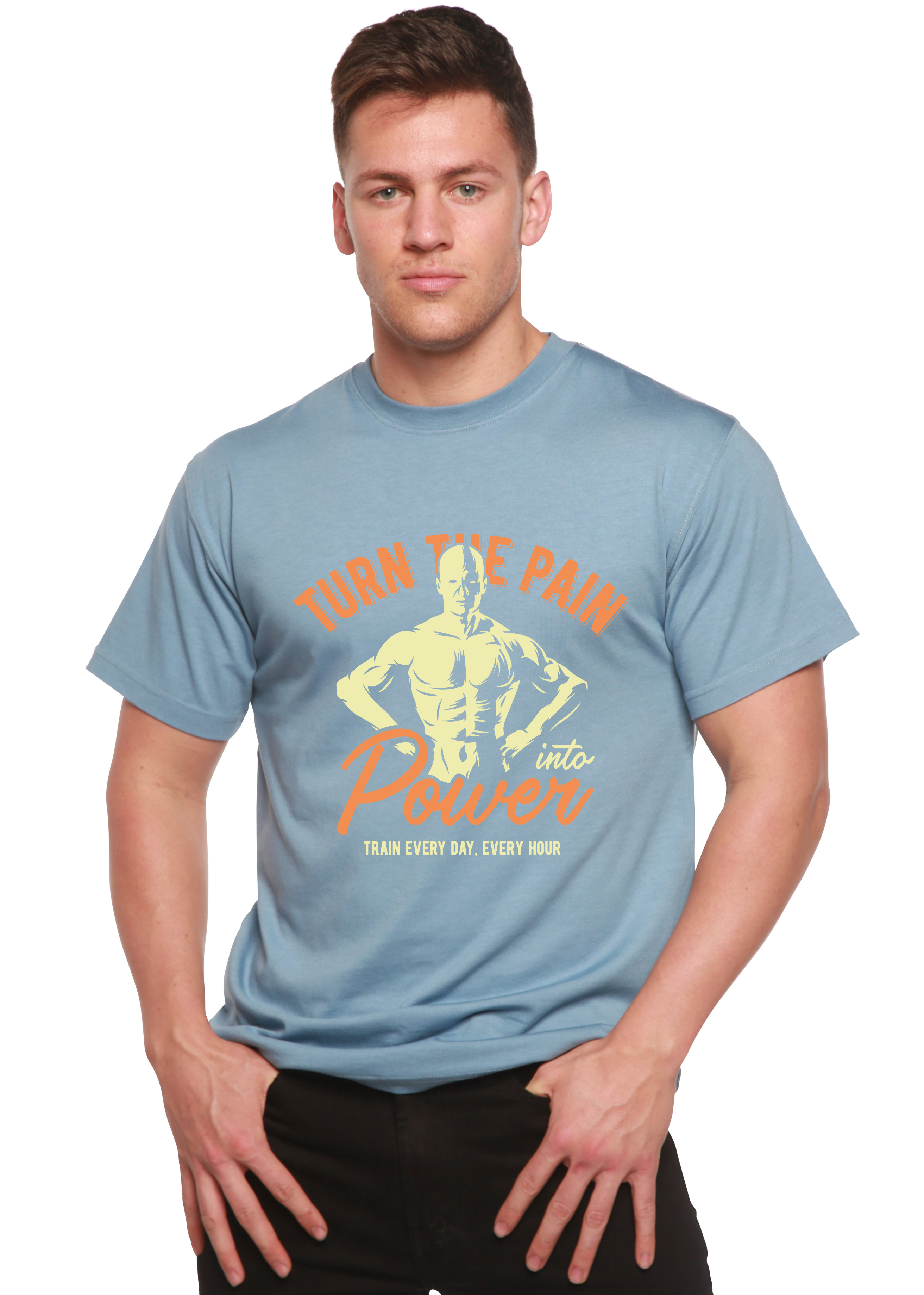 Camiseta gráfica de manga corta de bambú/algodón orgánico para hombre "Turn The Pain"
