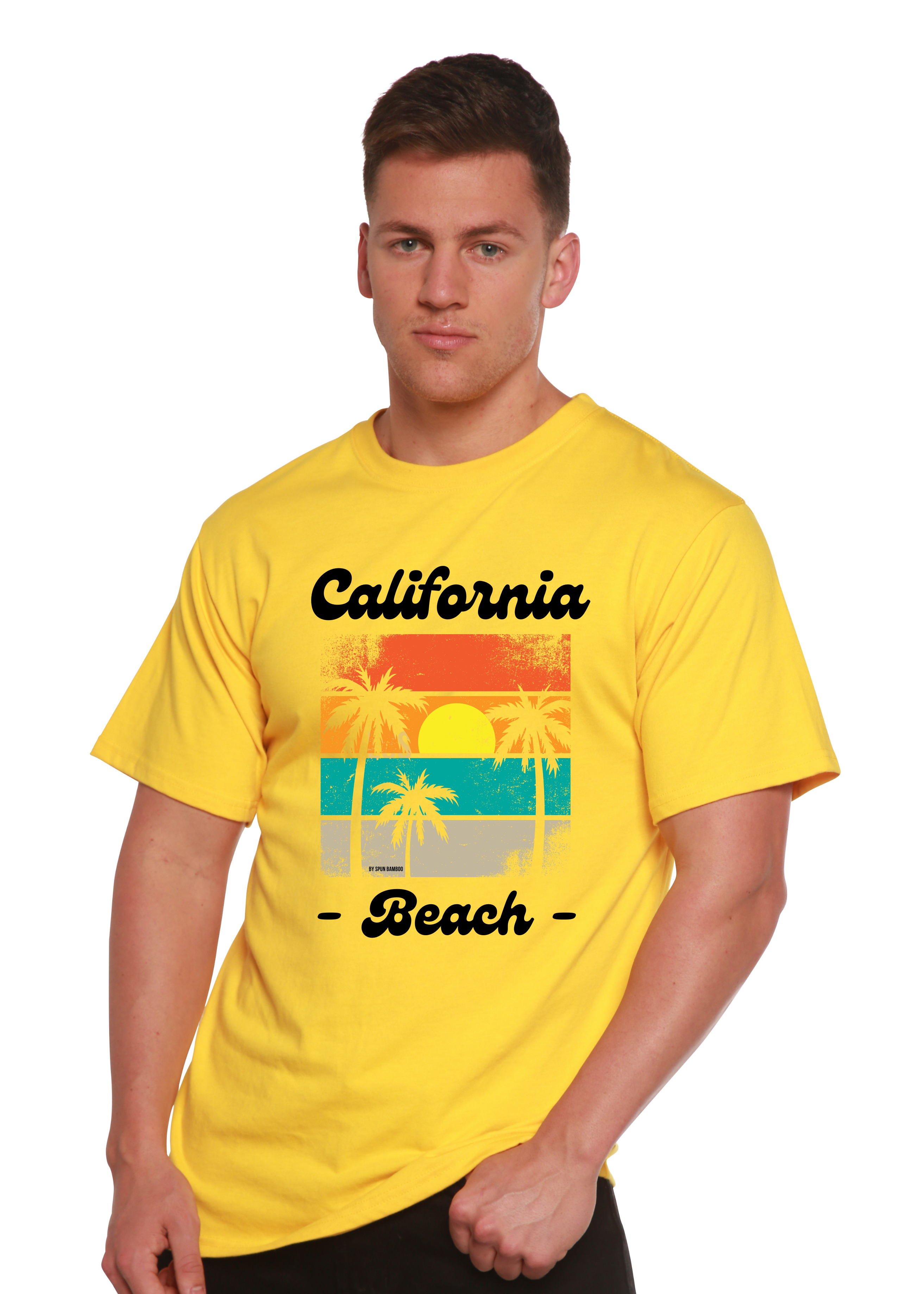 Camiseta gráfica de manga corta de viscosa de bambú y algodón orgánico California Beach unisex