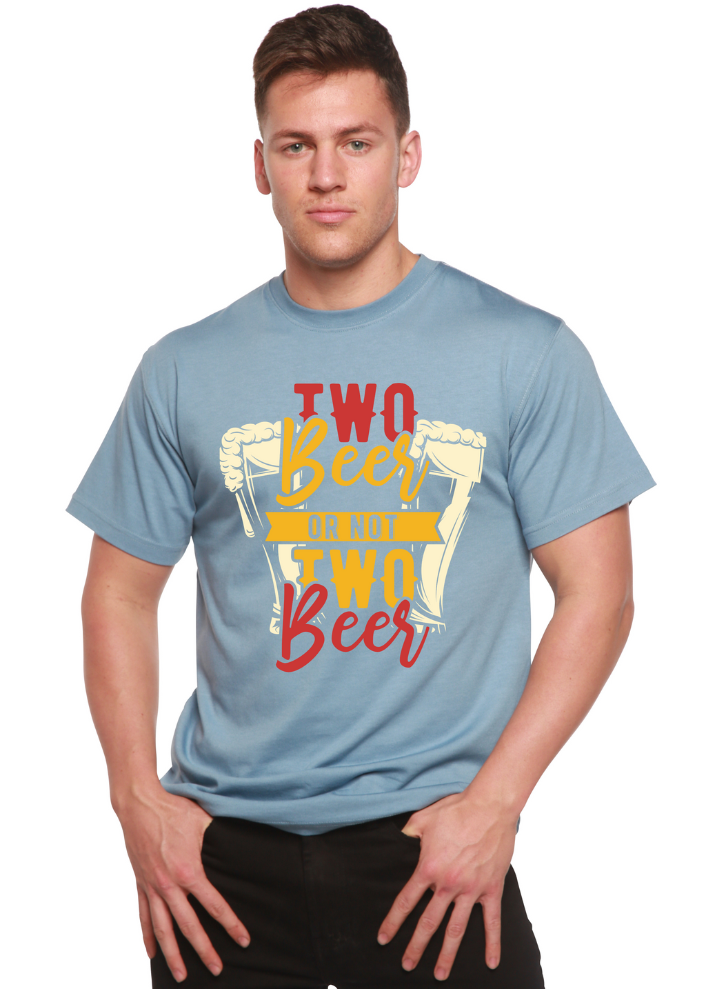 Camiseta gráfica de manga corta de viscosa de bambú/algodón orgánico Two Beer Men