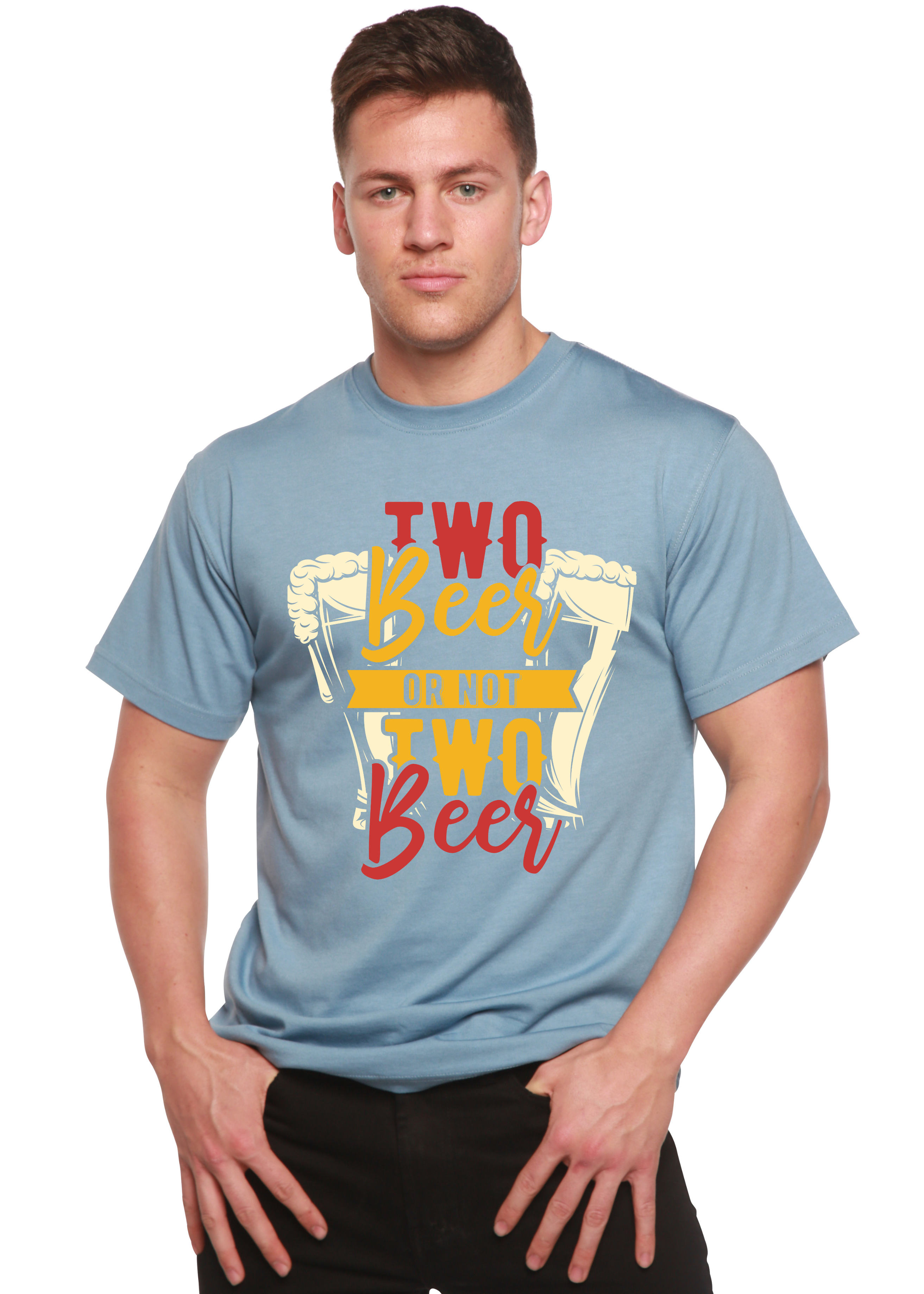 Camiseta gráfica de manga corta de viscosa de bambú/algodón orgánico Two Beer Men