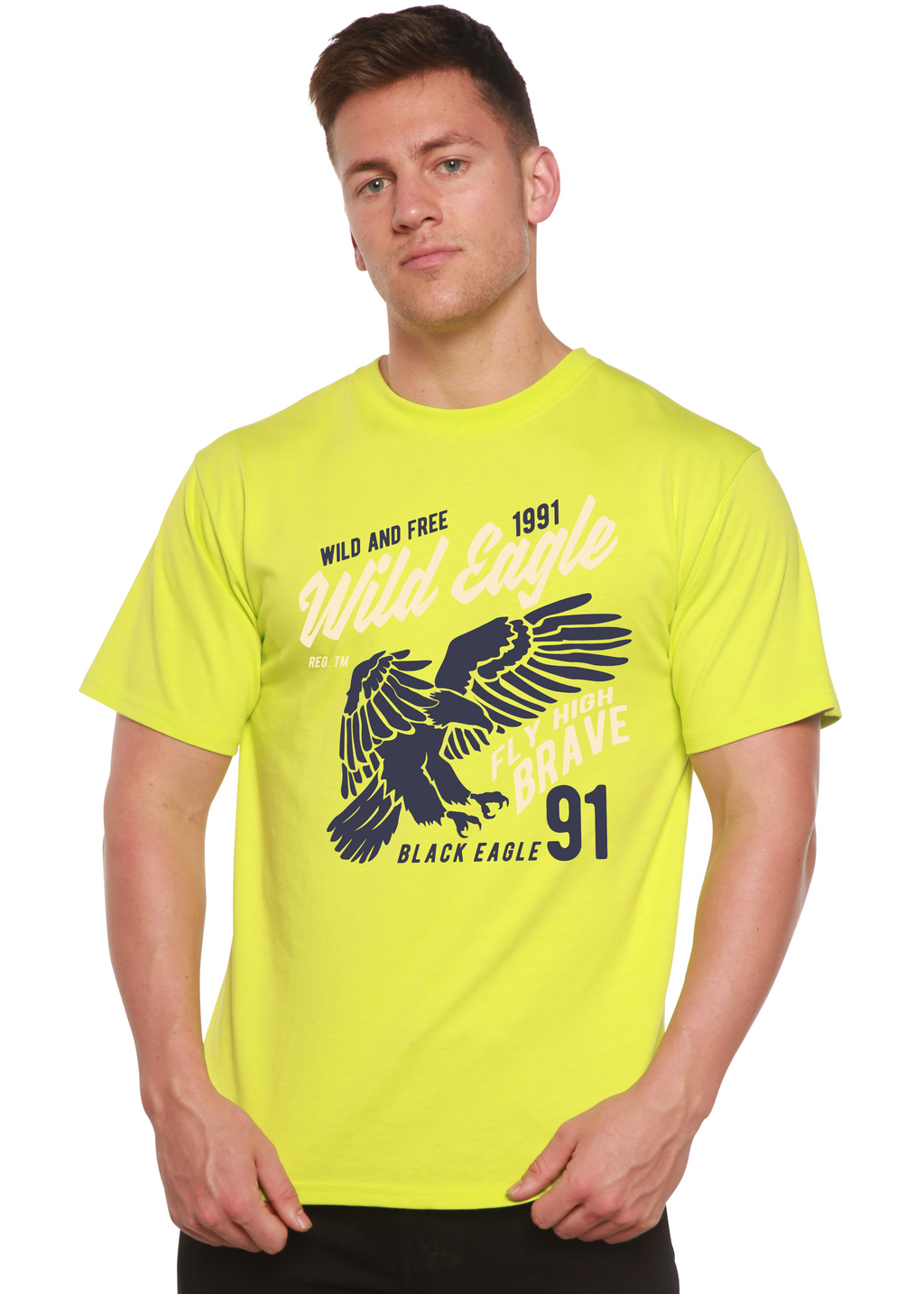 Camiseta de manga corta con gráficos para hombre Wild Eagle Spun Bamboo® de viscosa de bambú/algodón orgánico