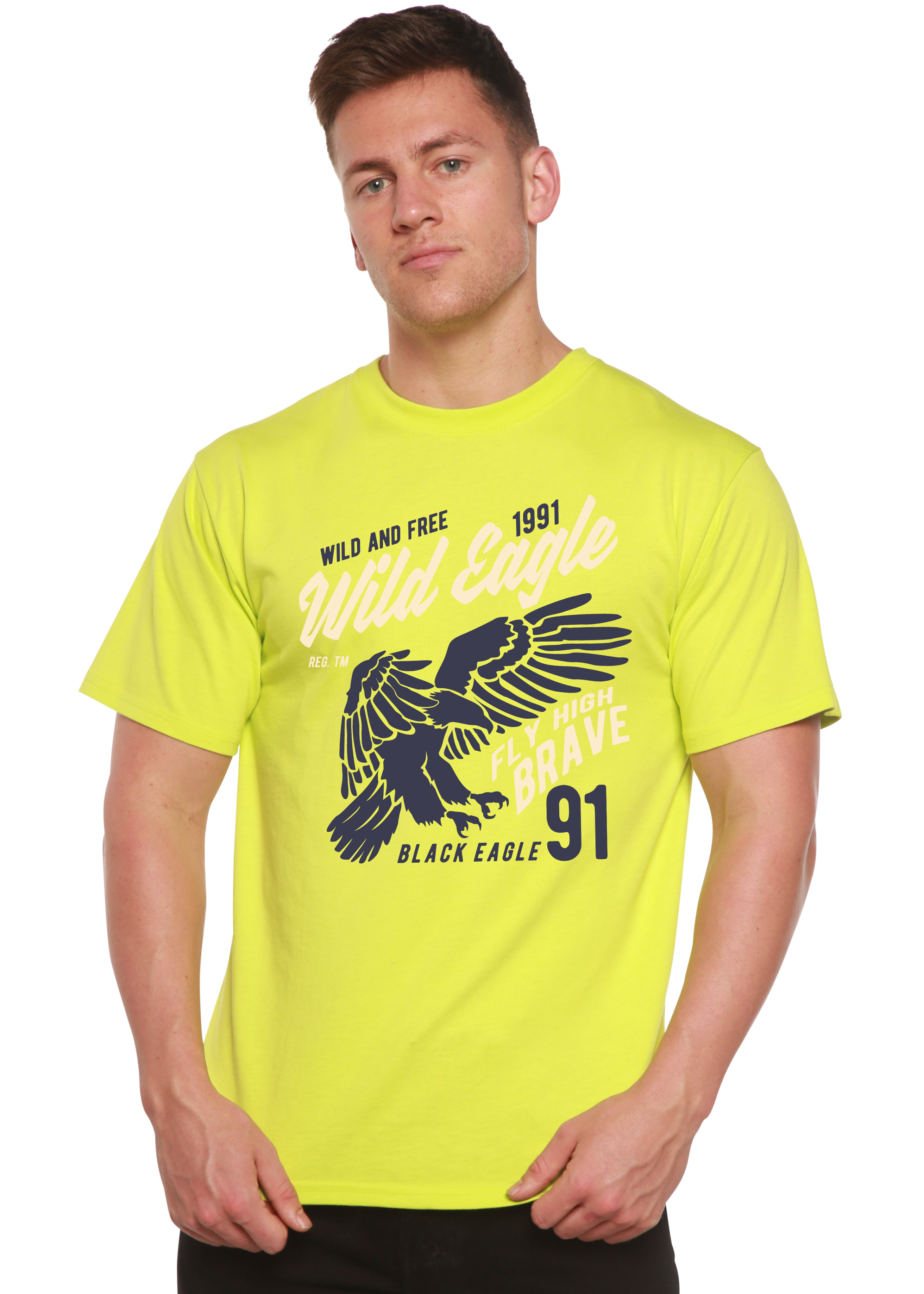 Camiseta de manga corta con gráficos para hombre Wild Eagle Spun Bamboo® de viscosa de bambú/algodón orgánico