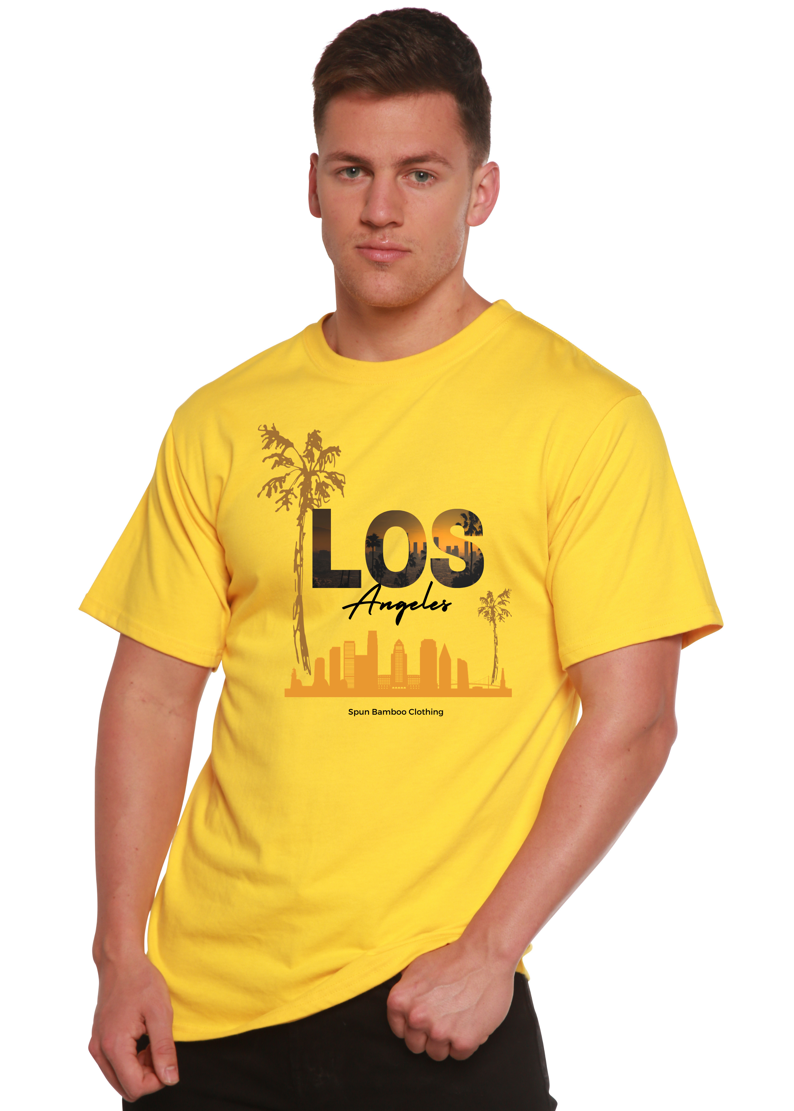 Camiseta gráfica de manga corta de viscosa de bambú/algodón orgánico unisex Los Angeles