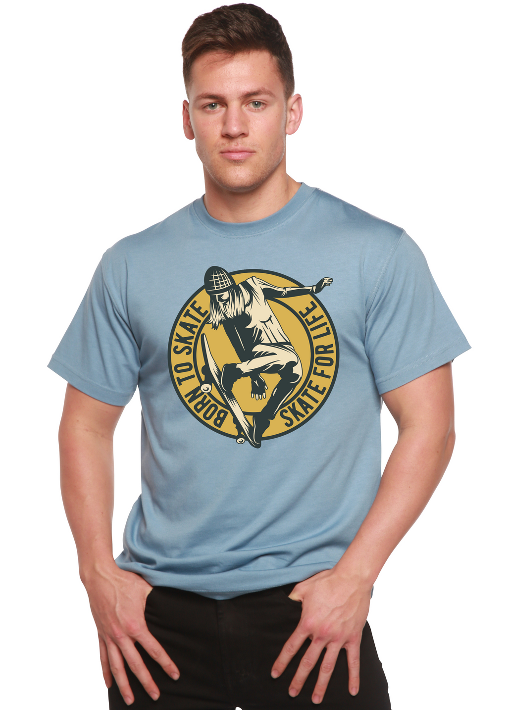 Camiseta gráfica de manga corta Skate For Life para hombre, de viscosa de bambú/algodón orgánico