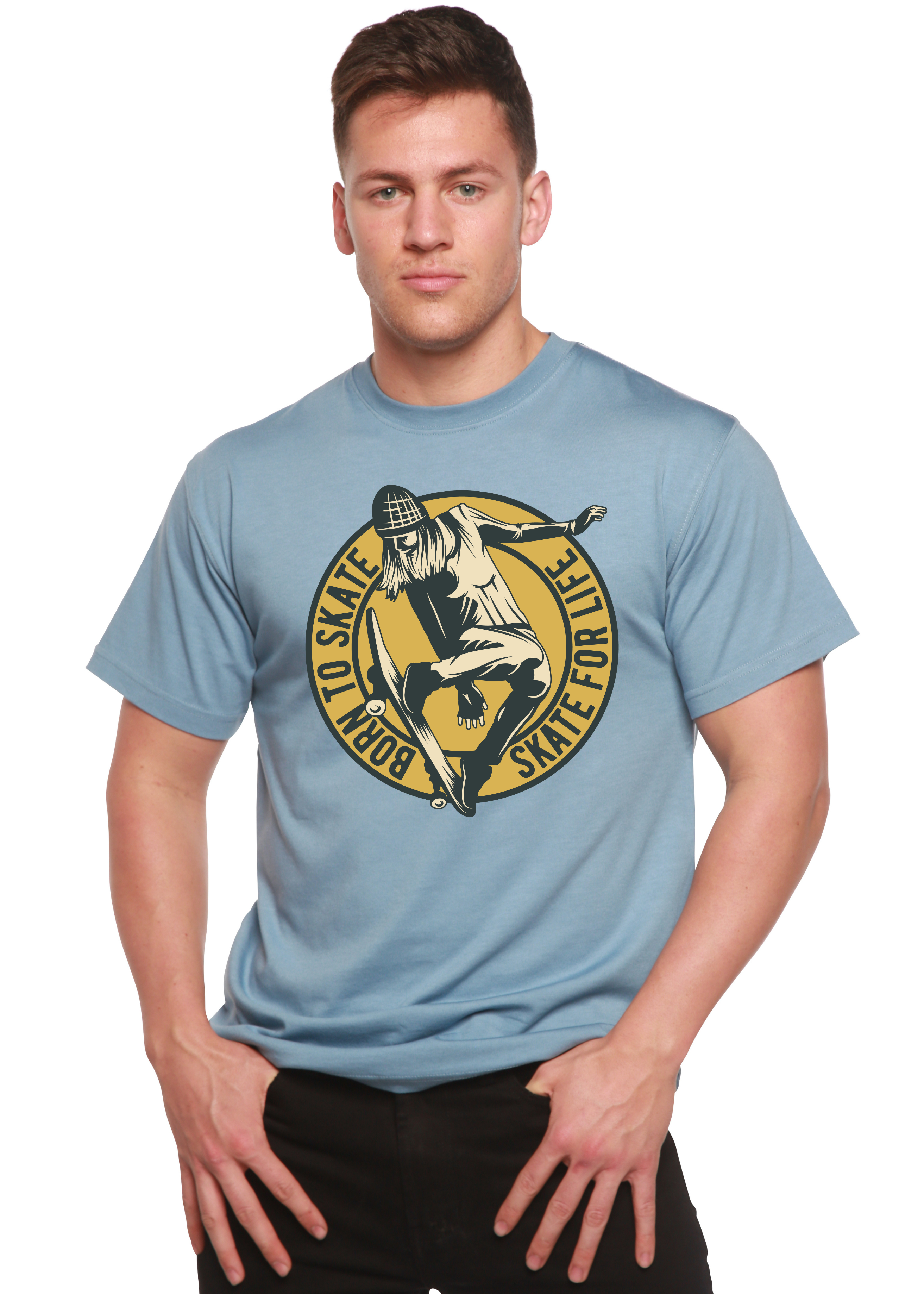 Camiseta gráfica de manga corta Skate For Life para hombre, de viscosa de bambú/algodón orgánico