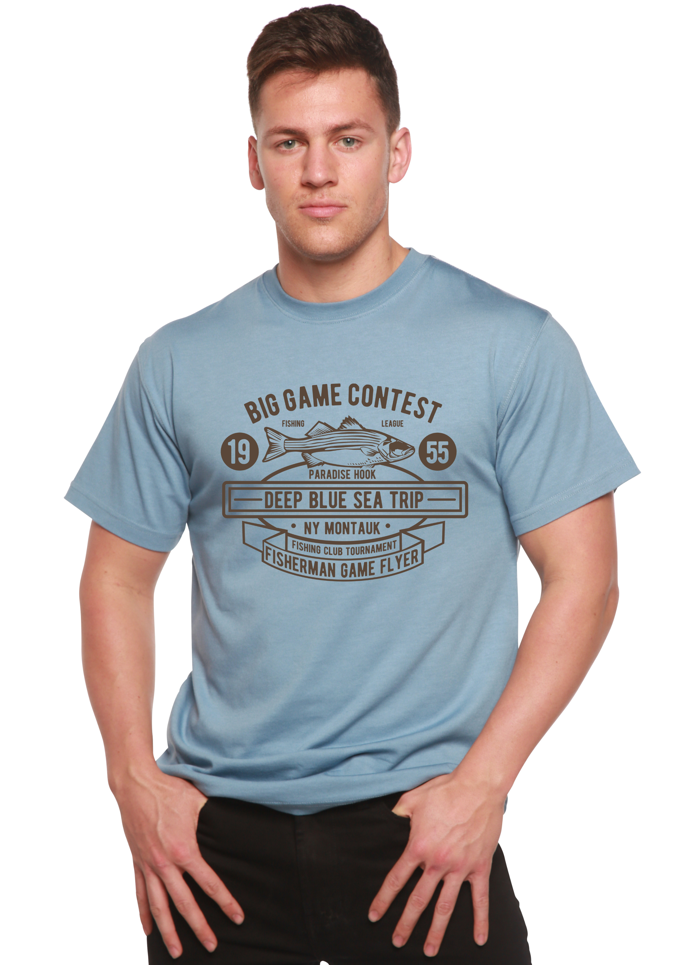 Camiseta gráfica de manga corta de bambú/viscosa y algodón orgánico para hombre del concurso Big Game