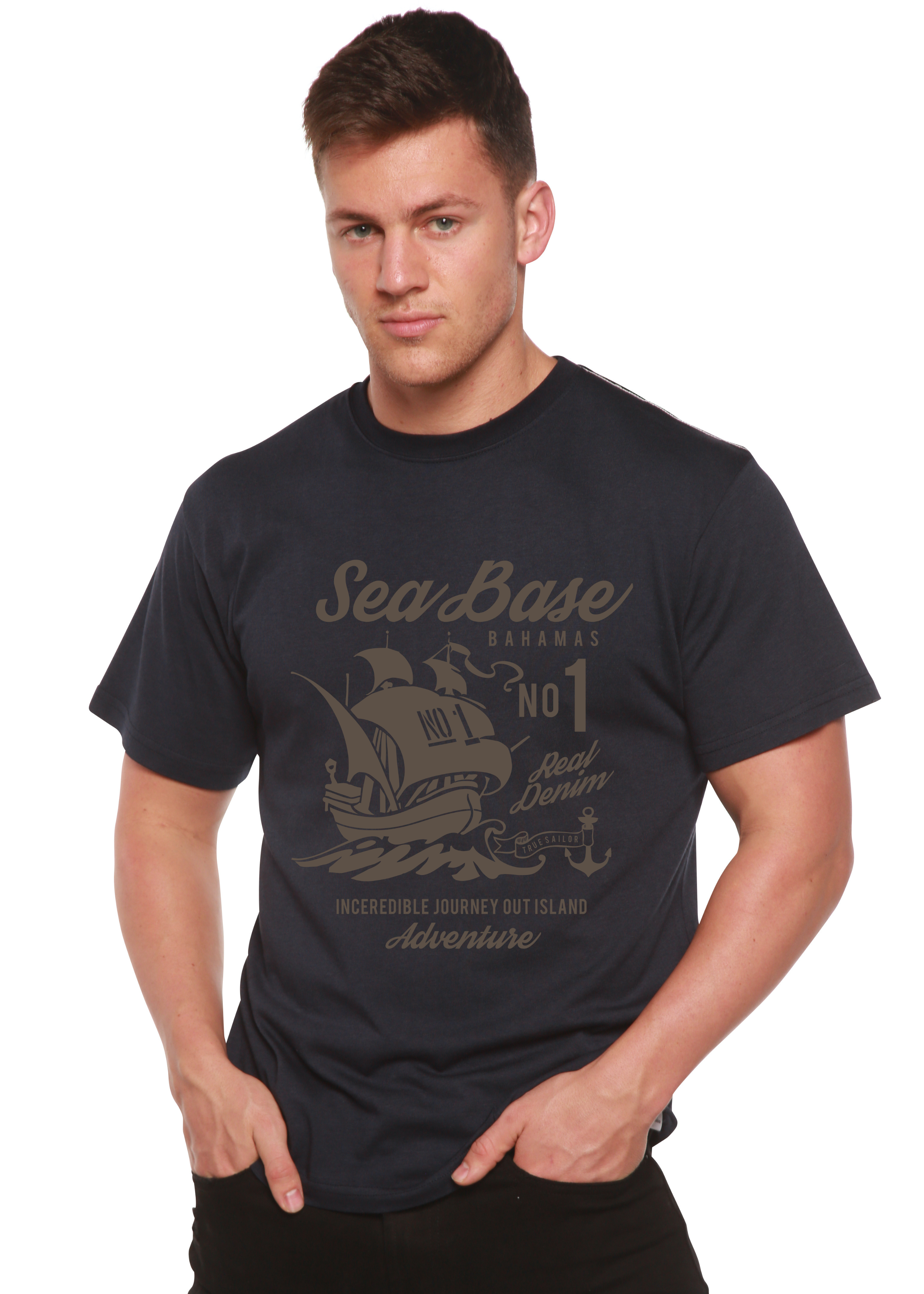 Camiseta gráfica de manga corta de viscosa de bambú/algodón orgánico Sea Base Spun Bamboo® para hombre