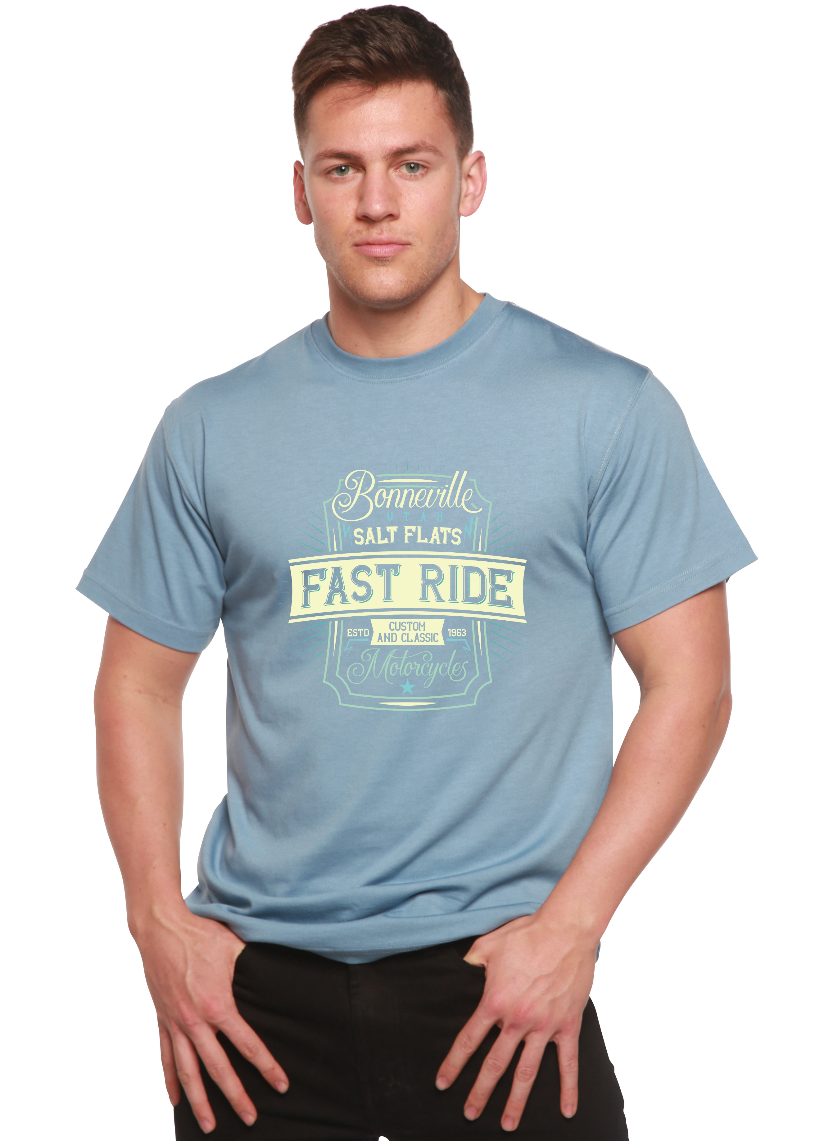 Camiseta Gráfica de Manga Corta para Hombre de Viscosa de Bambú/Algodón Orgánico Fast Ride