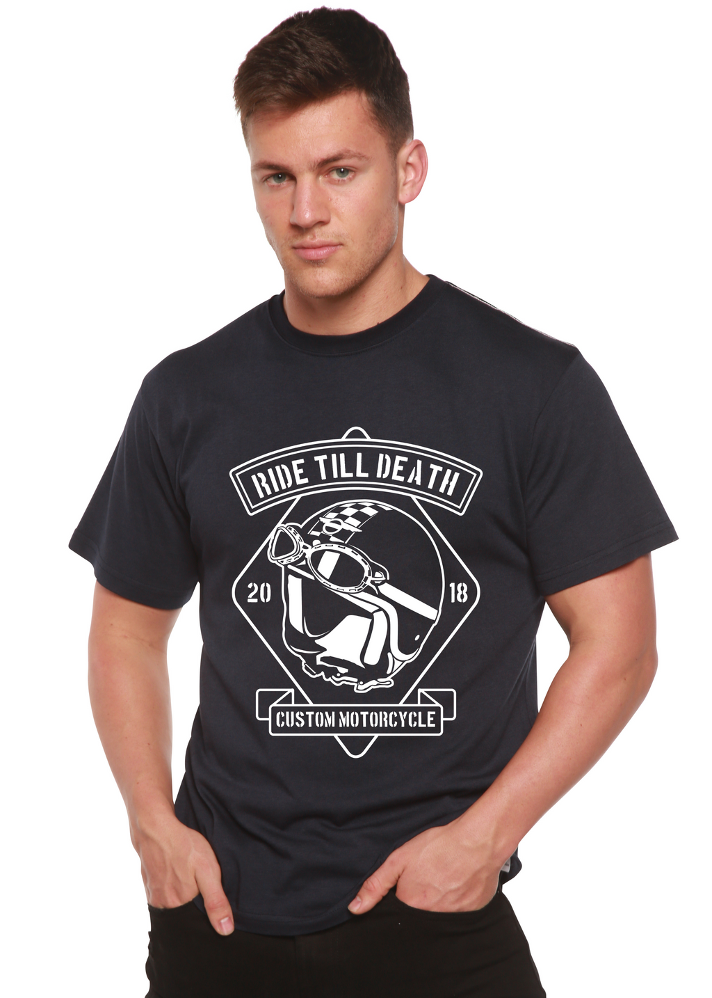Camiseta gráfica de manga corta de viscosa de bambú y algodón orgánico para hombre Ride Till Death Spun Bamboo®
