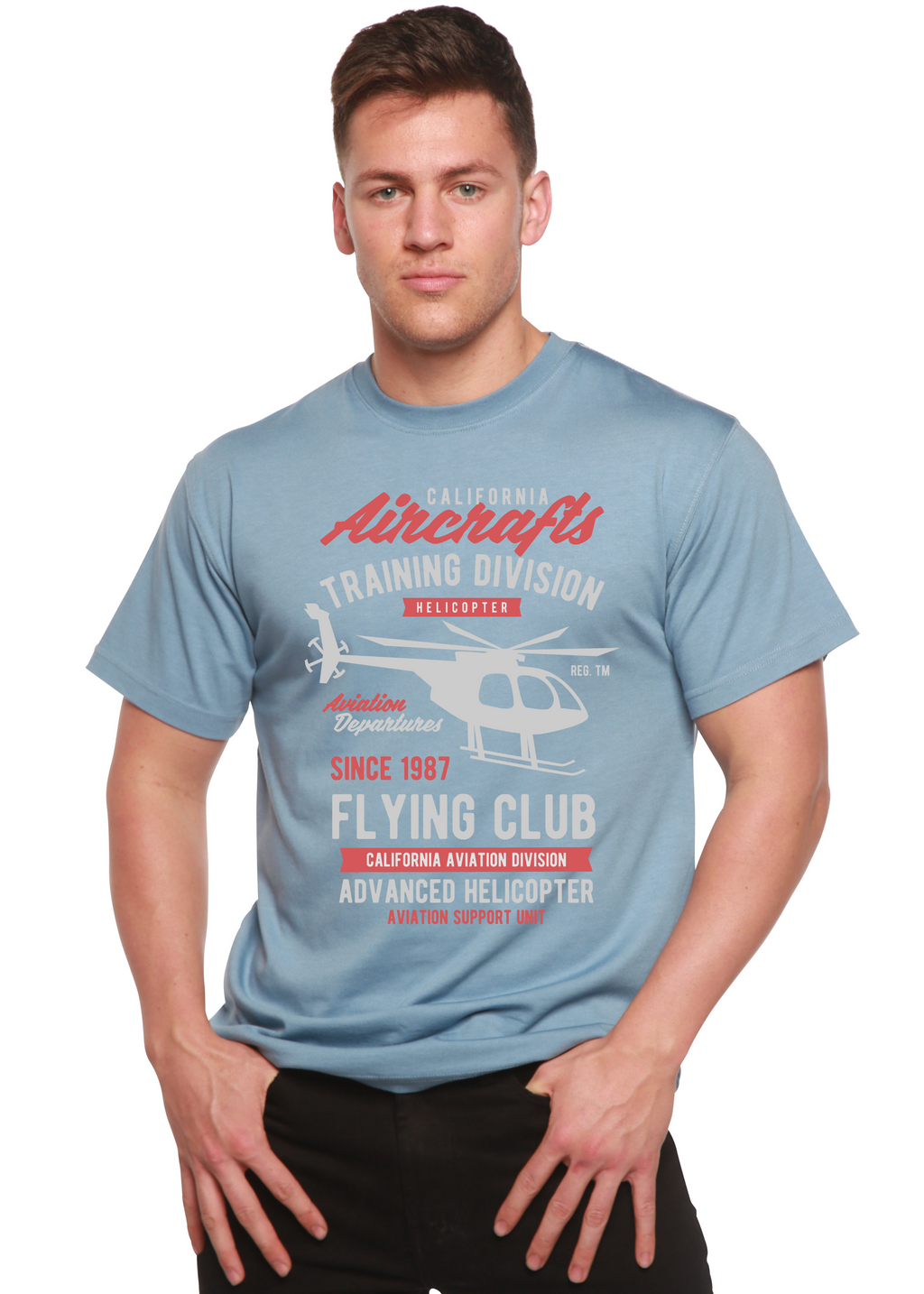 Camiseta gráfica de manga corta de bambú/algodón orgánico para hombre California Aircraft