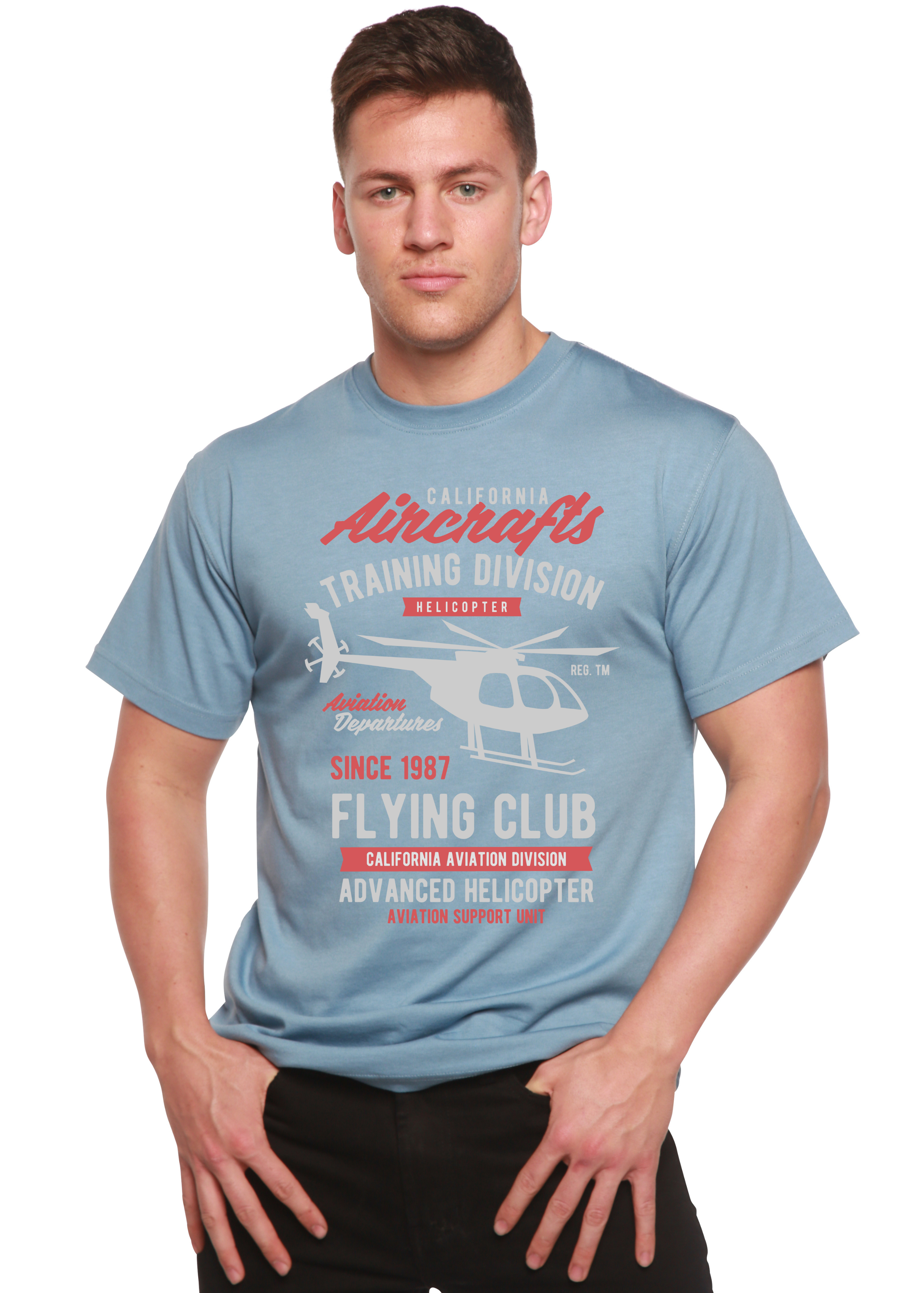 Camiseta gráfica de manga corta de bambú/algodón orgánico para hombre California Aircraft