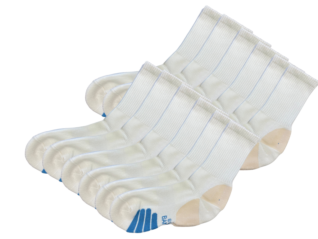 Calcetines de tripulación de bambú de viscosa de alto rendimiento unisex color blanco - Paquete de 12