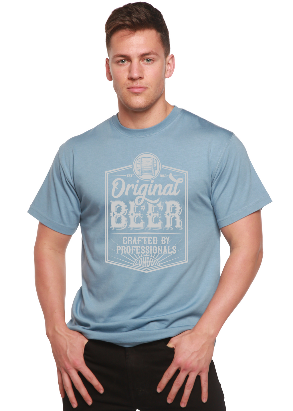 Camiseta gráfica de manga corta de bambú/algodón orgánico para hombre Original Beer