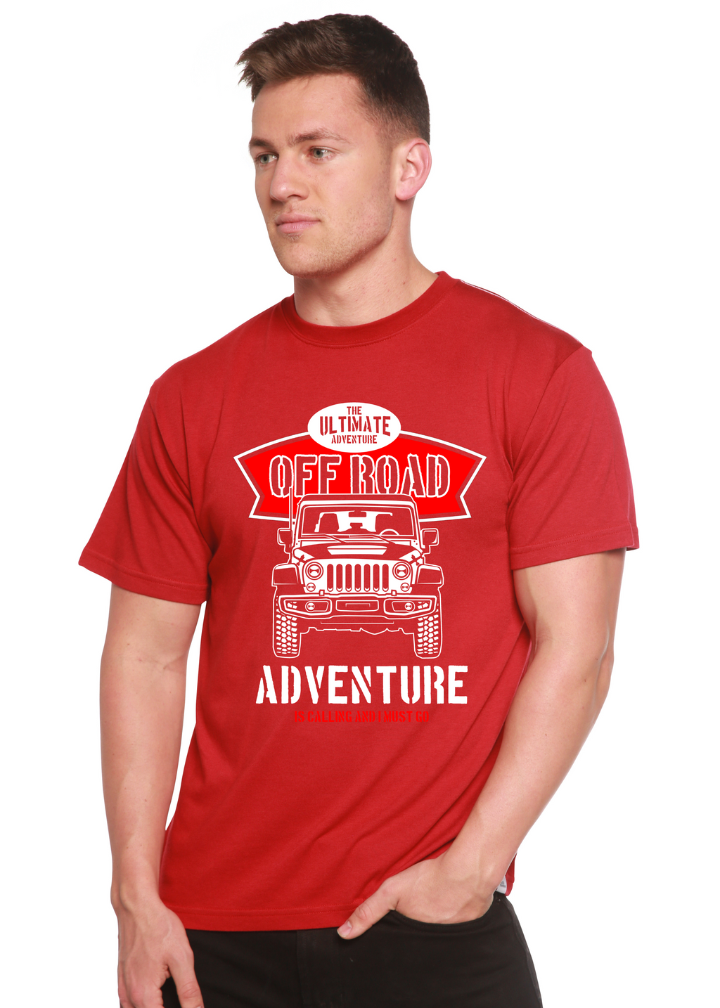 Camiseta gráfica de manga corta Off Road Spun Bamboo® de viscosa de bambú/algodón orgánico para hombre