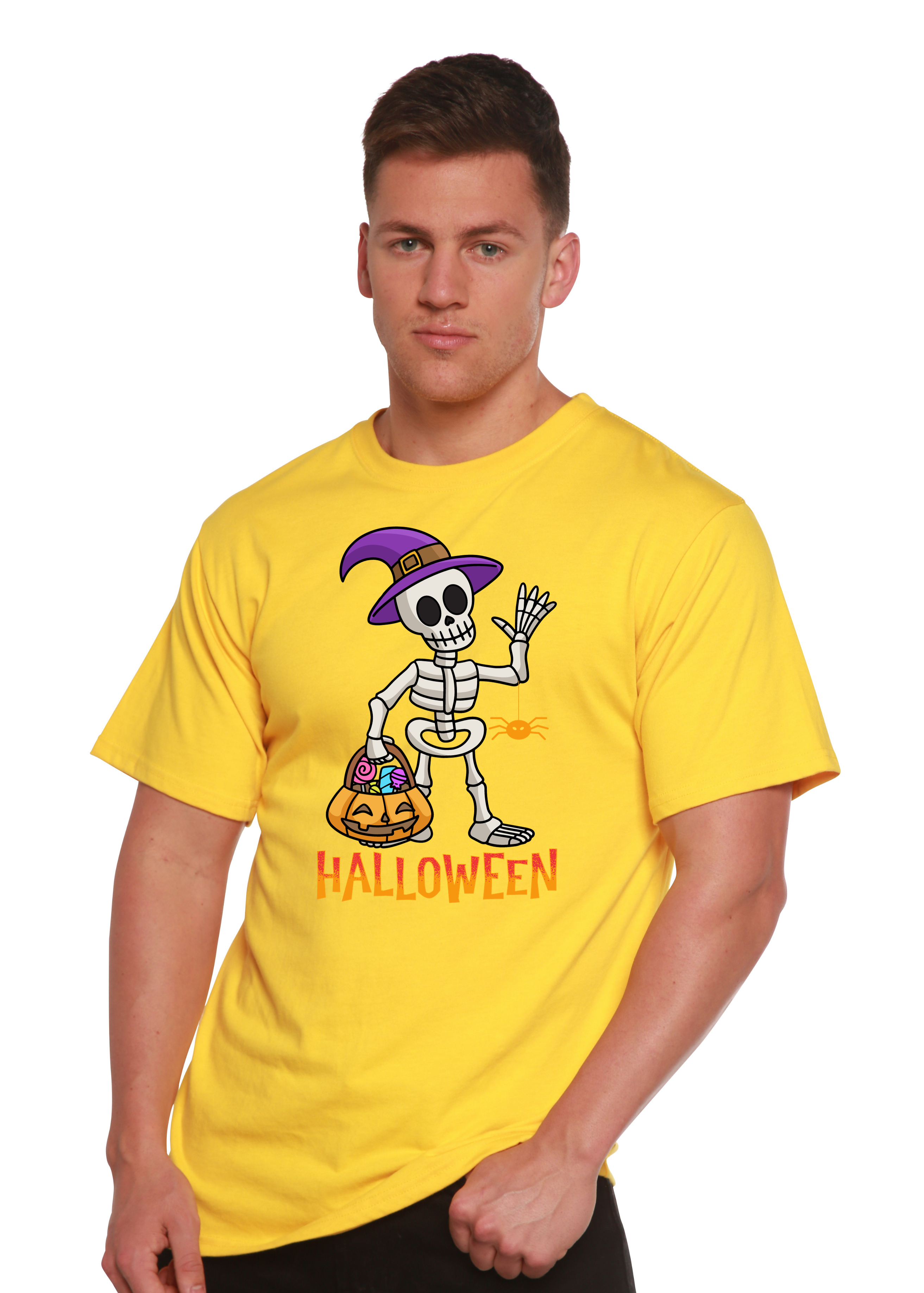 Camiseta gráfica unisex de manga corta de bambú-viscosa/algodón orgánico "Happy Halloween"