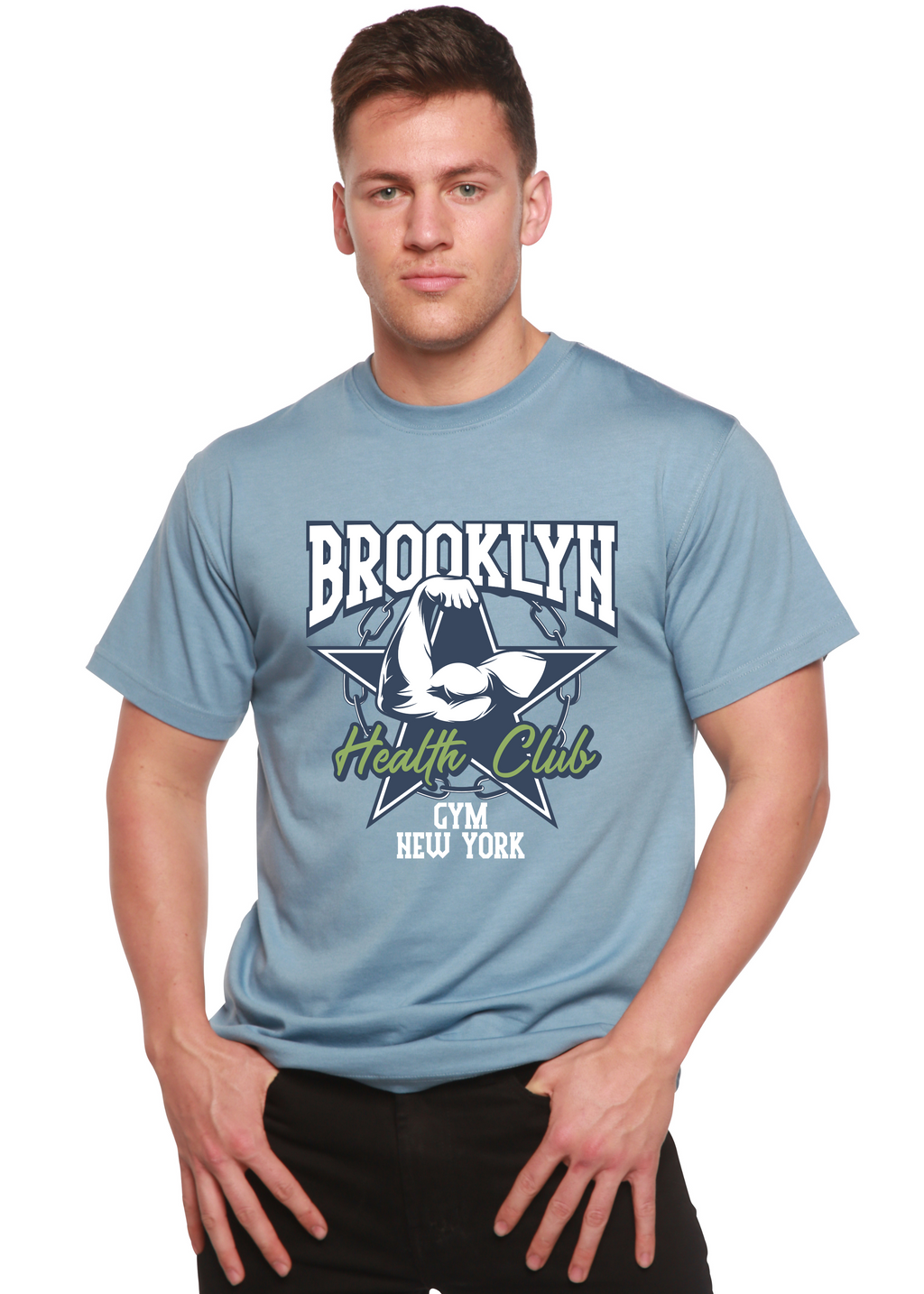 Camiseta gráfica de manga corta de bambú/algodón orgánico Brooklyn Health Club para hombre