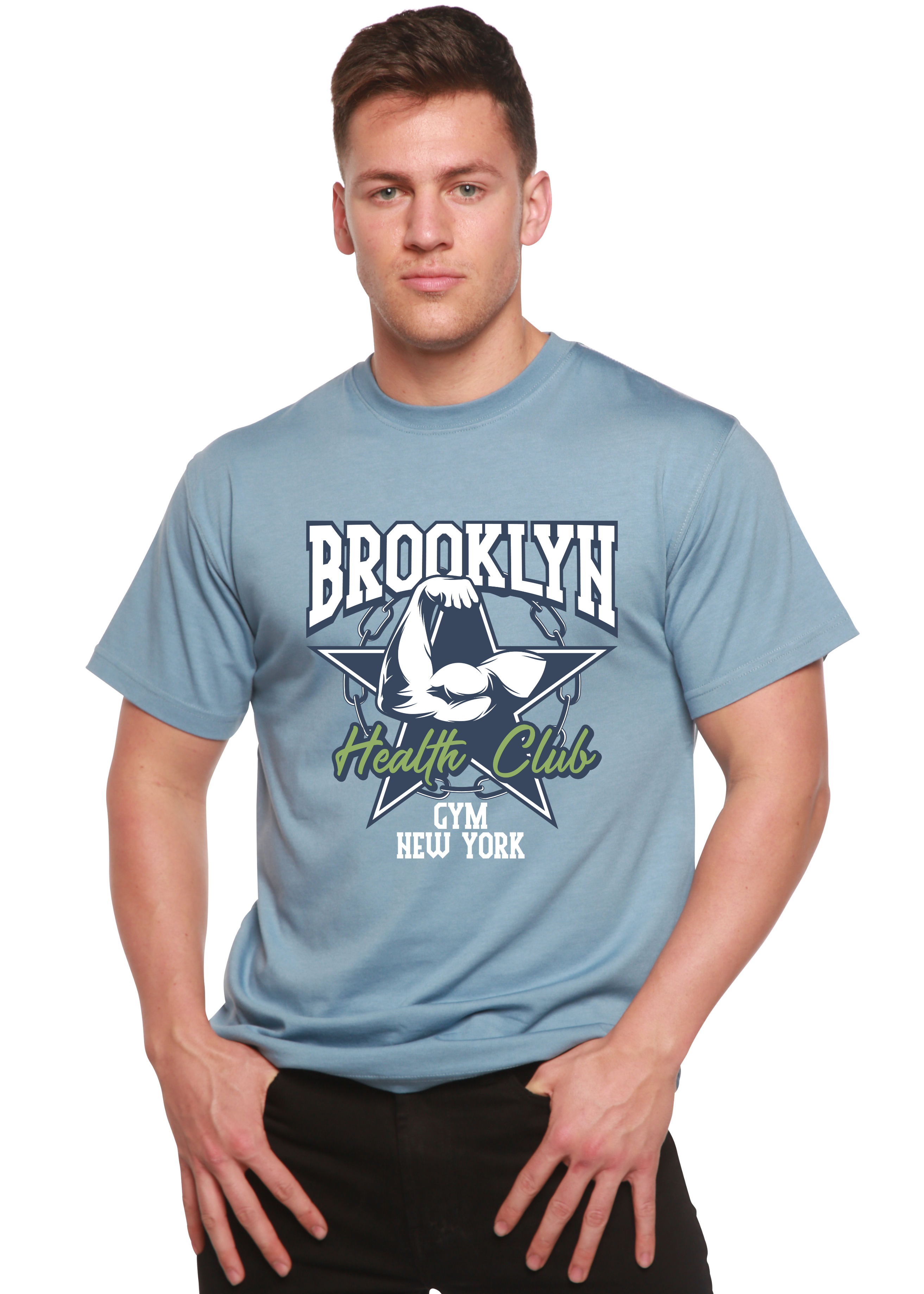 Camiseta gráfica de manga corta de bambú/algodón orgánico Brooklyn Health Club para hombre