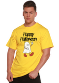 Camiseta gráfica de manga corta de viscosa de bambú/algodón orgánico para hombre - ¡Feliz Halloween!