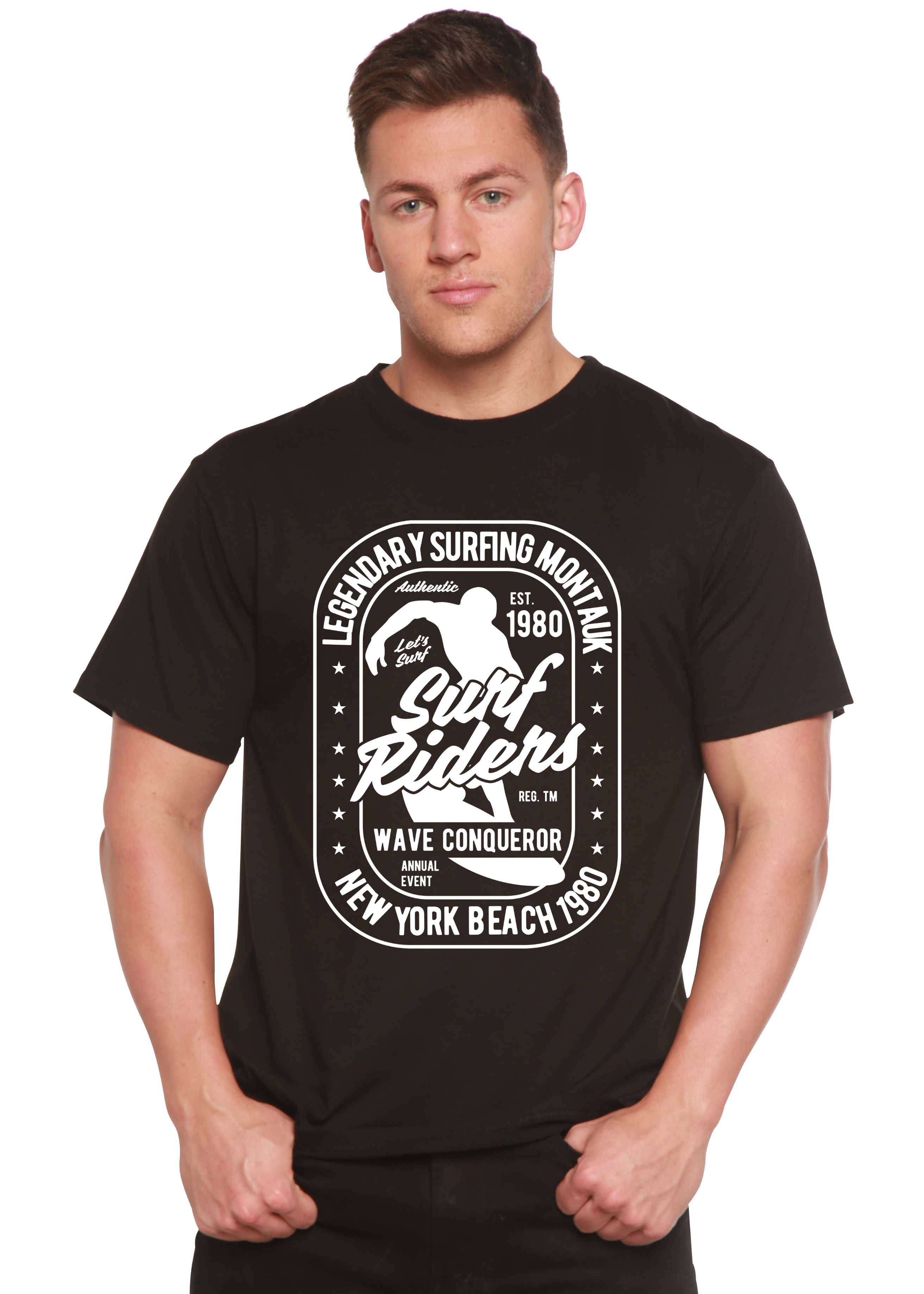 Camiseta gráfica de manga corta para hombre Surf Rider Spun Bamboo® de bambú viscosa/algodón orgánico
