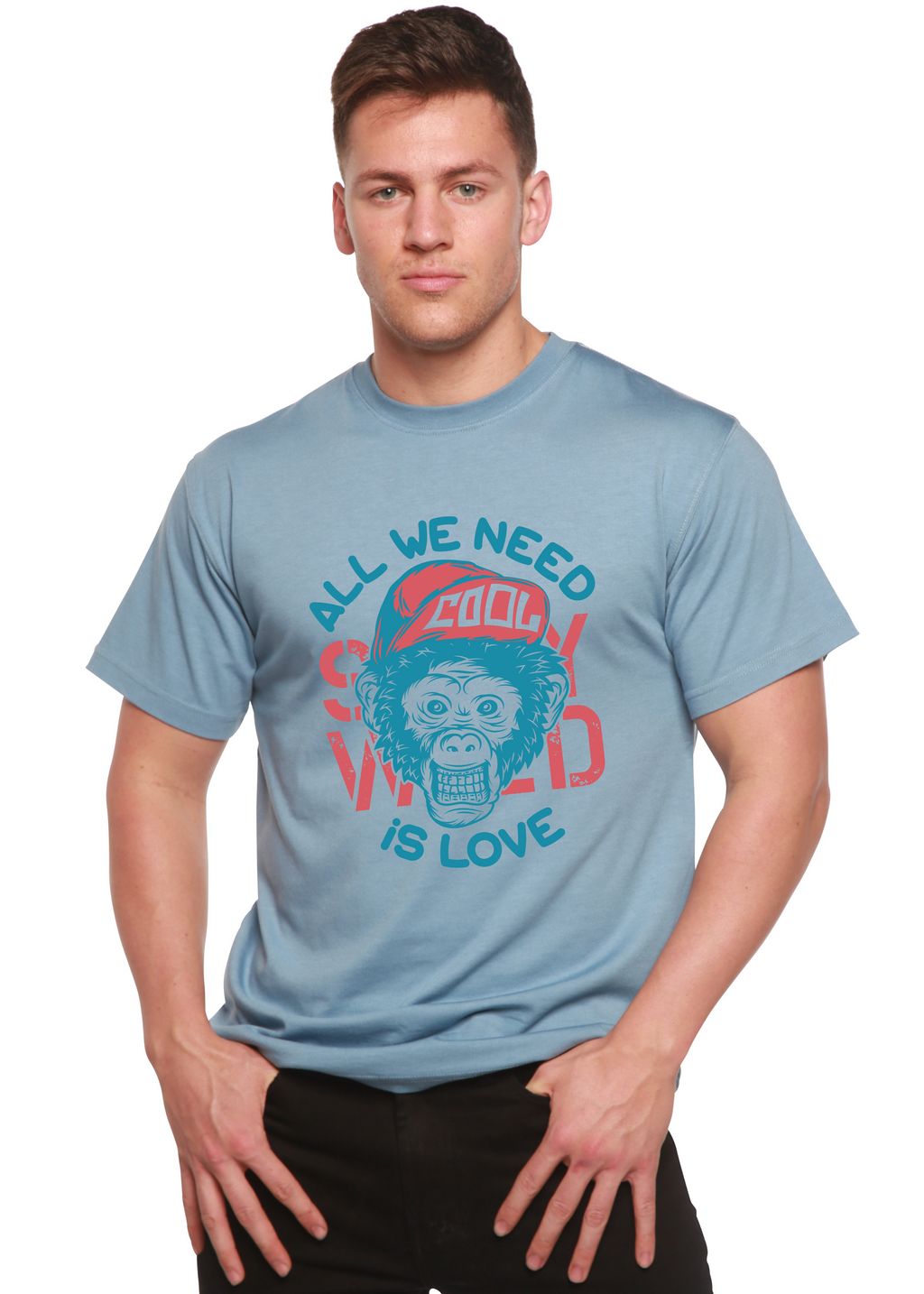 Camiseta Gráfica de Manga Corta para Hombre de Viscosa de Bambú/Algodón Orgánico "All We Need is Love"